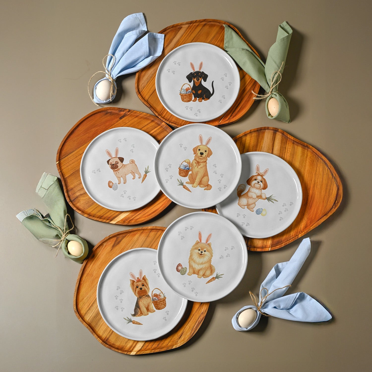 PRÉ-VENDA: Jogo 6 Pratos Sobremesa Stoneware Doguinhos Bio 21,5cm Porto Brasil