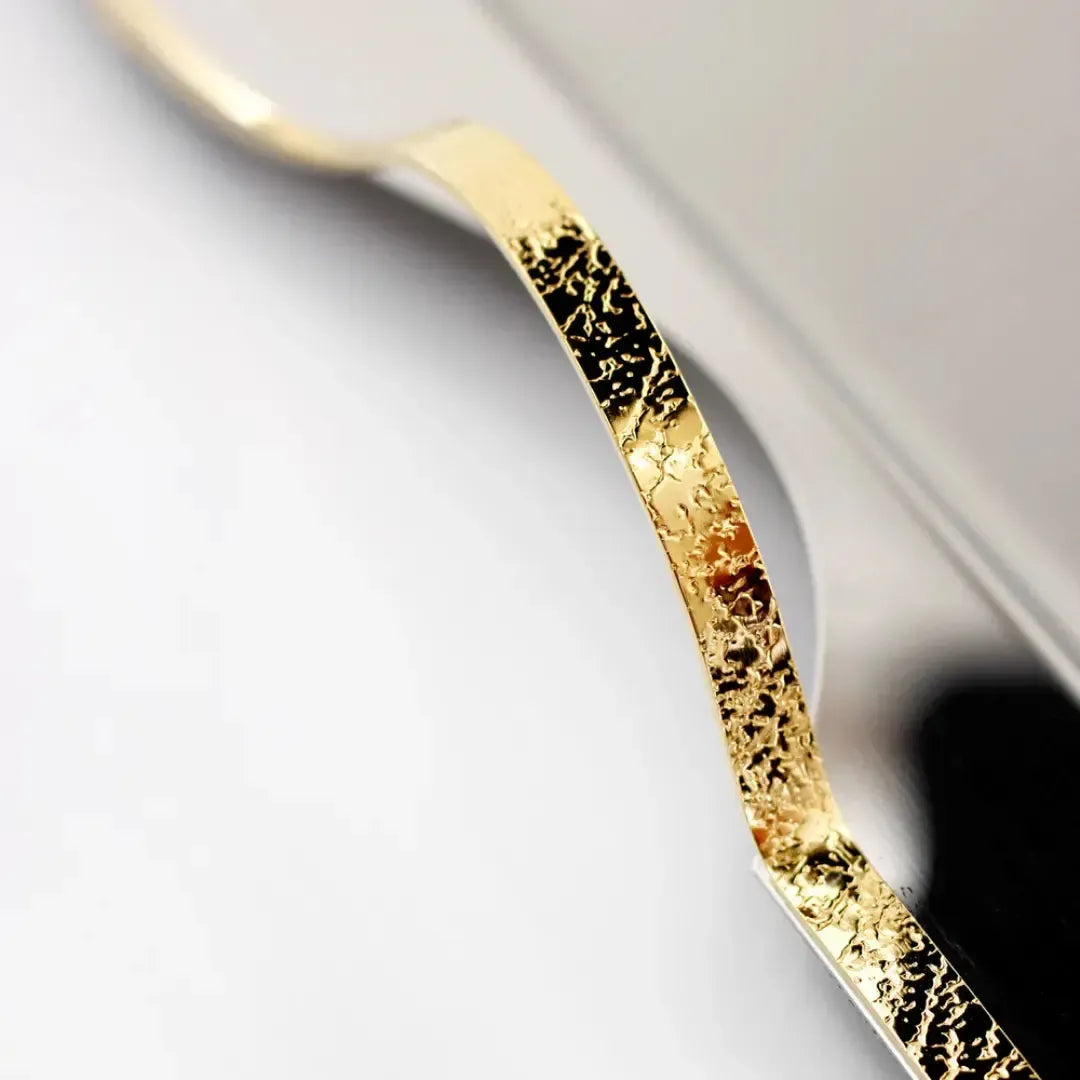 Bandeja Retangular Média Craquele Inox com Detalhes em Ouro 24k Riva
