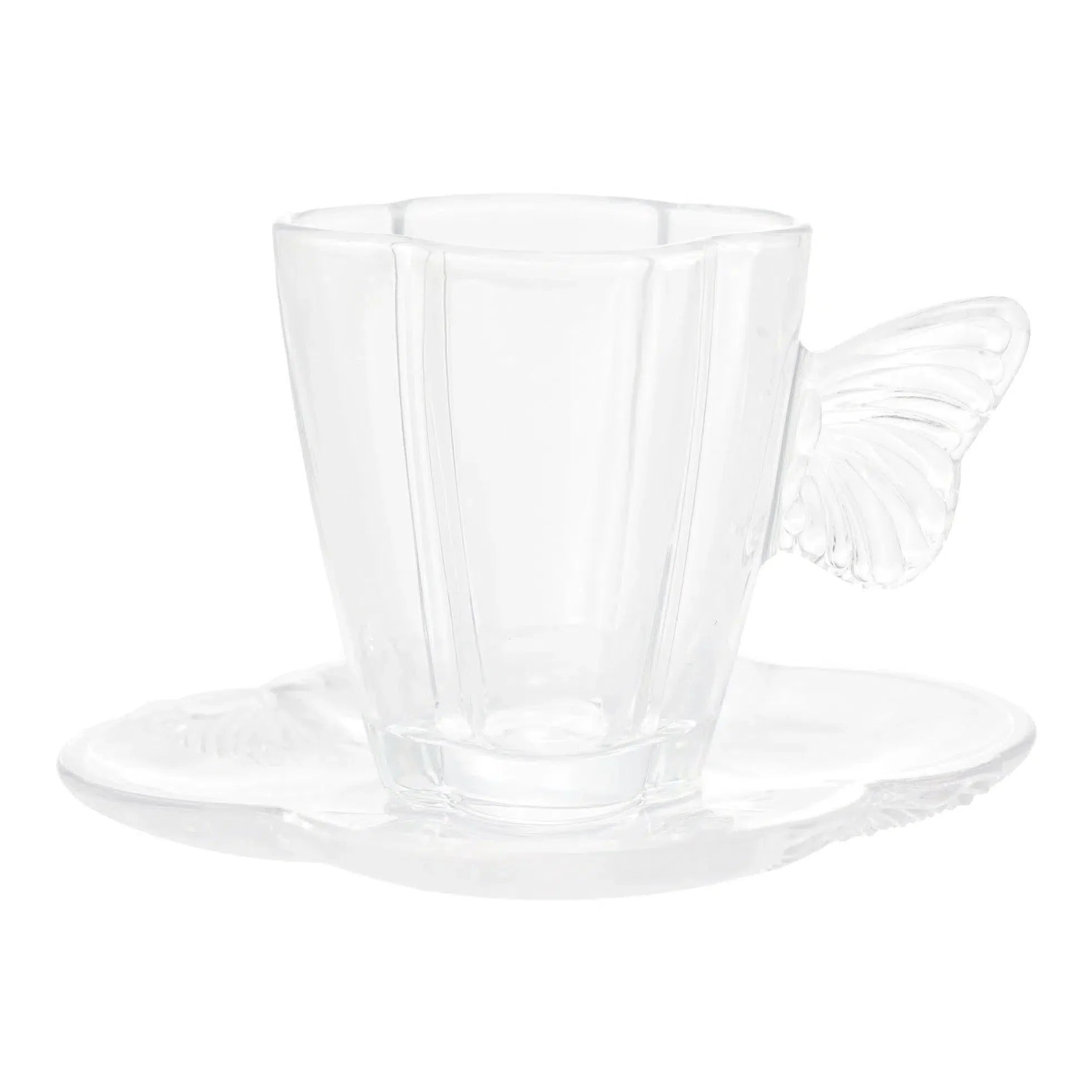 Conjunto 4 Xícaras de Café com Pires Vidro 80ml Butterfly Wolff