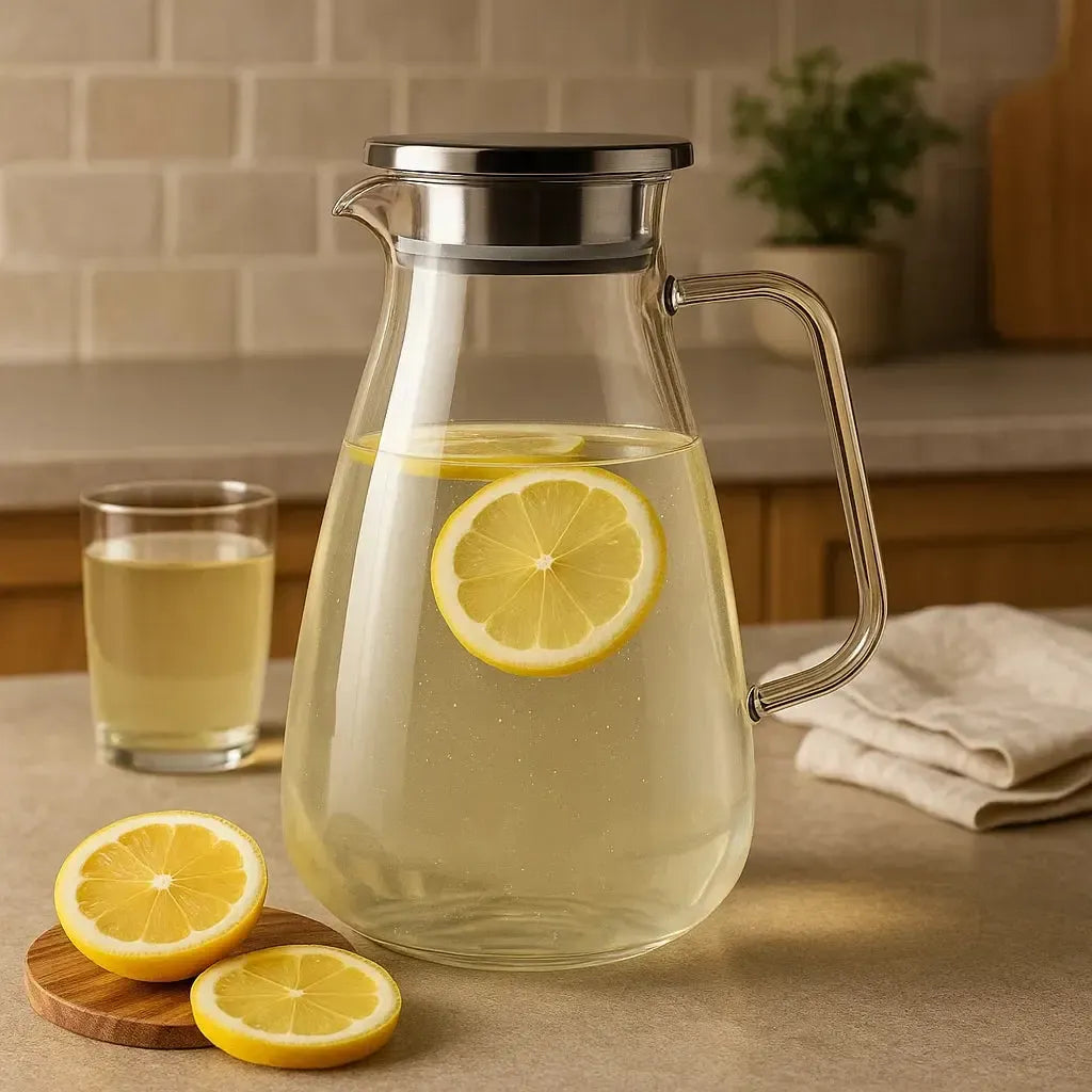 Jarra de Vidro com Tampa Aço Inox Borossilicato 2,2L Twinkle Fracalanza