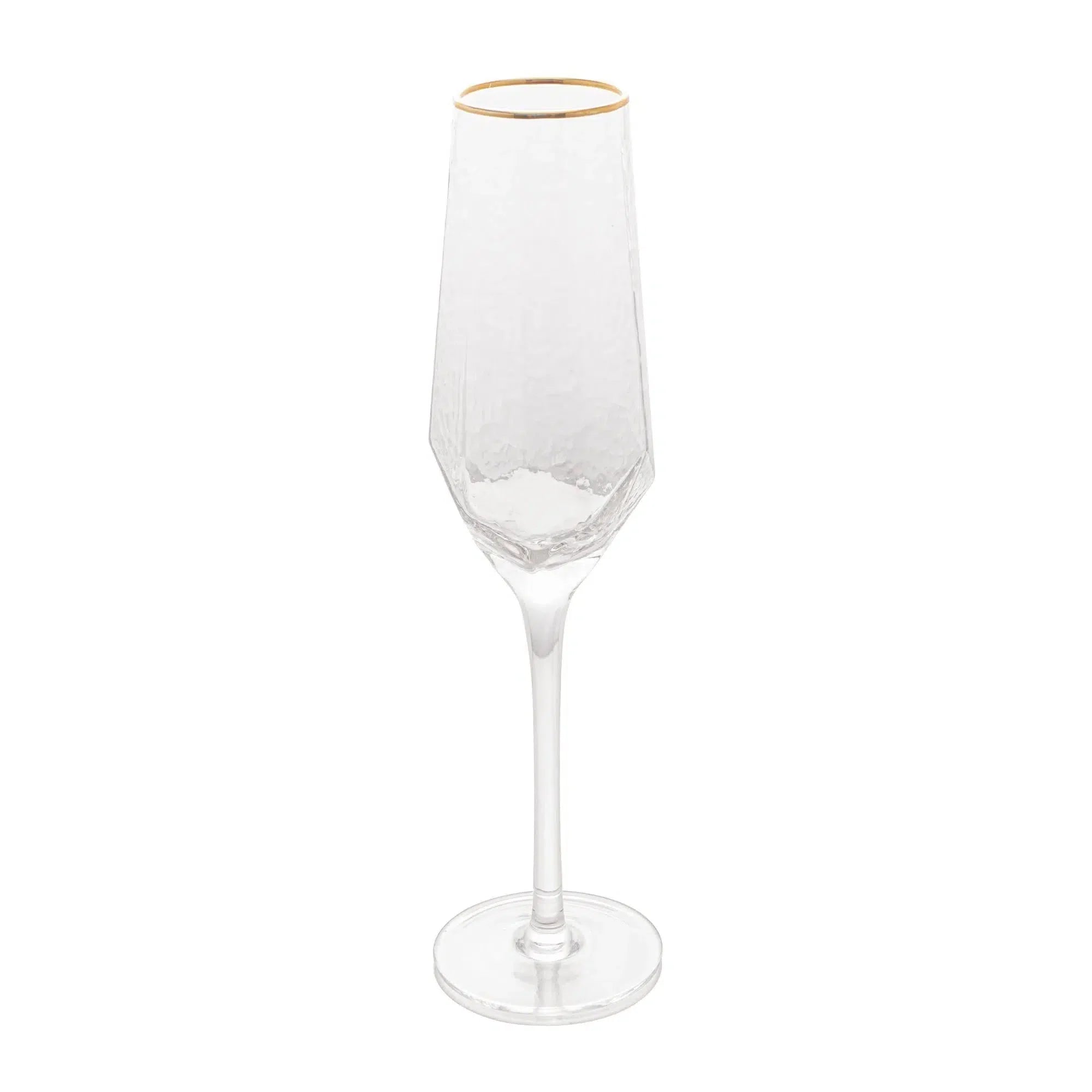 Jogo 2 Taças para Champagne Vidro Cristalino Borda Dourada Taj 300ml