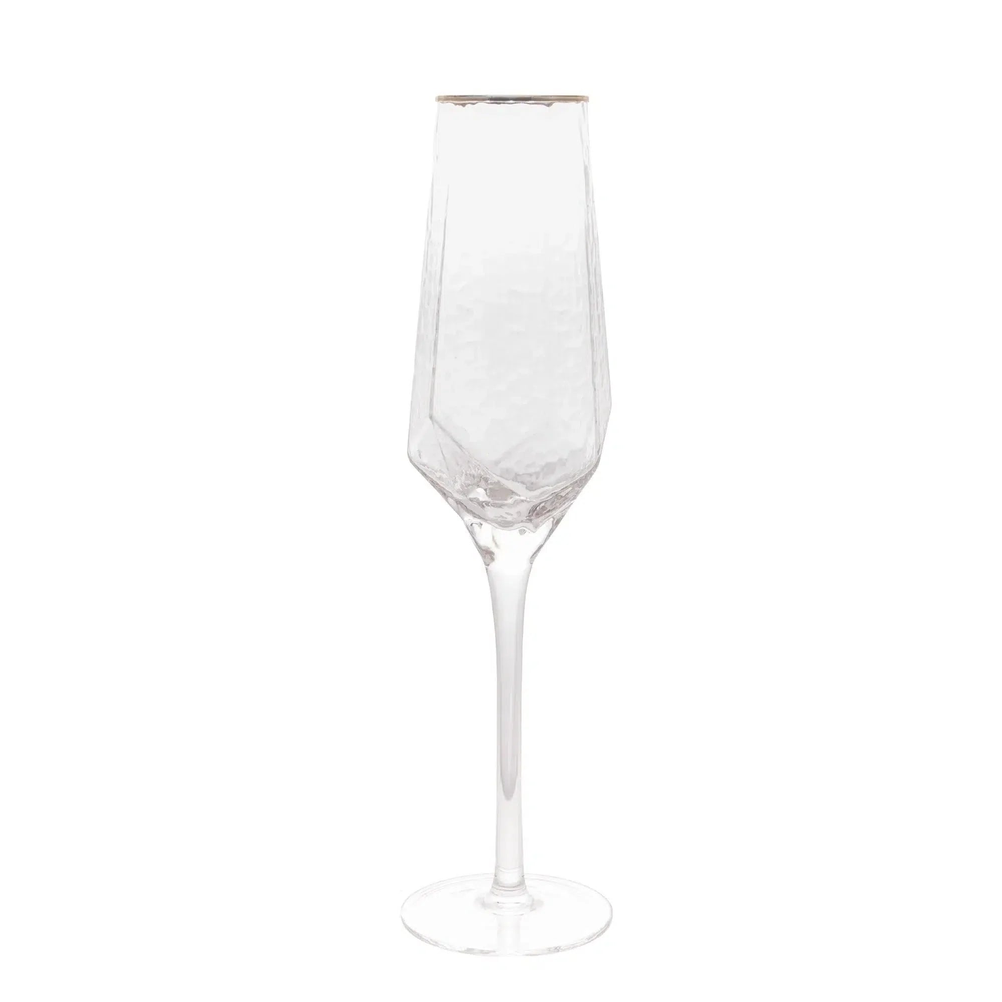 Jogo 2 Taças para Champagne Vidro Cristalino Borda Dourada Taj 300ml