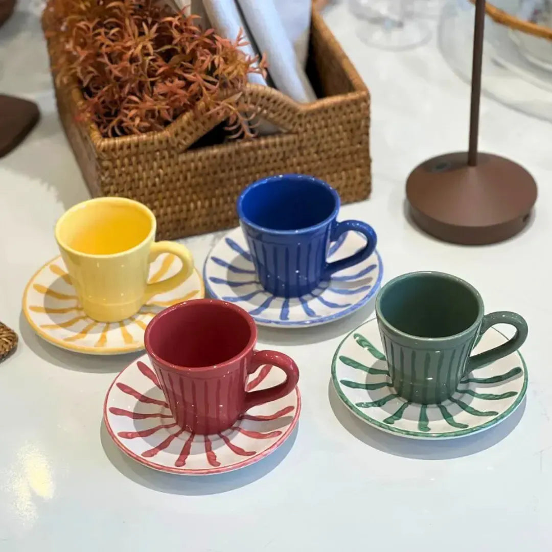 Jogo 4 Xícaras de Café com Pires Cerâmica Piuma 75ml Scalla