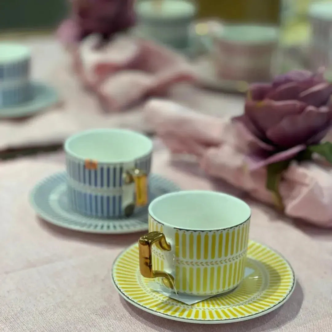 Jogo 4 Xícaras de Café com Pires New Bone China Olimpo 110ml L'Hermitage