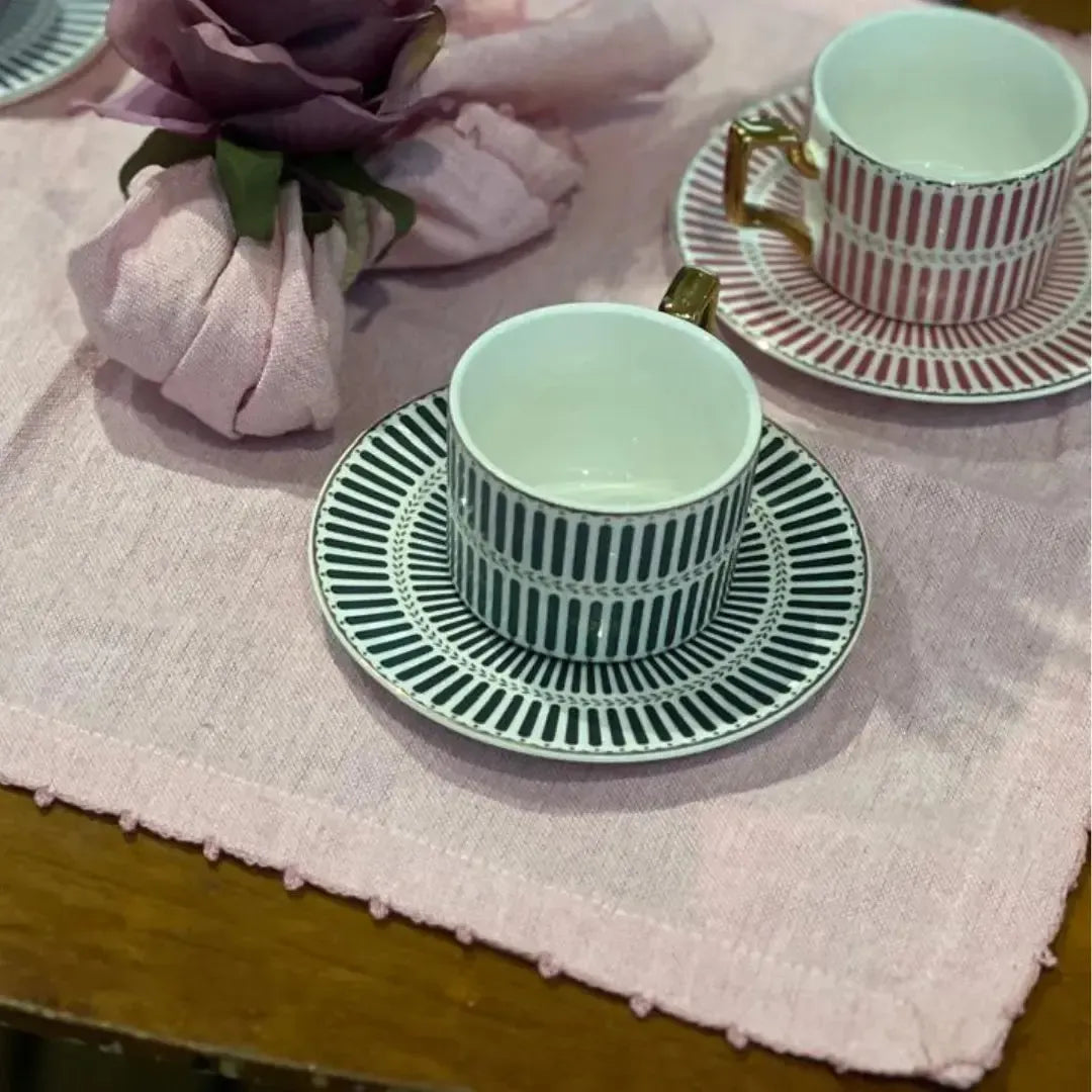 Jogo 4 Xícaras de Café com Pires New Bone China Olimpo 110ml L'Hermitage