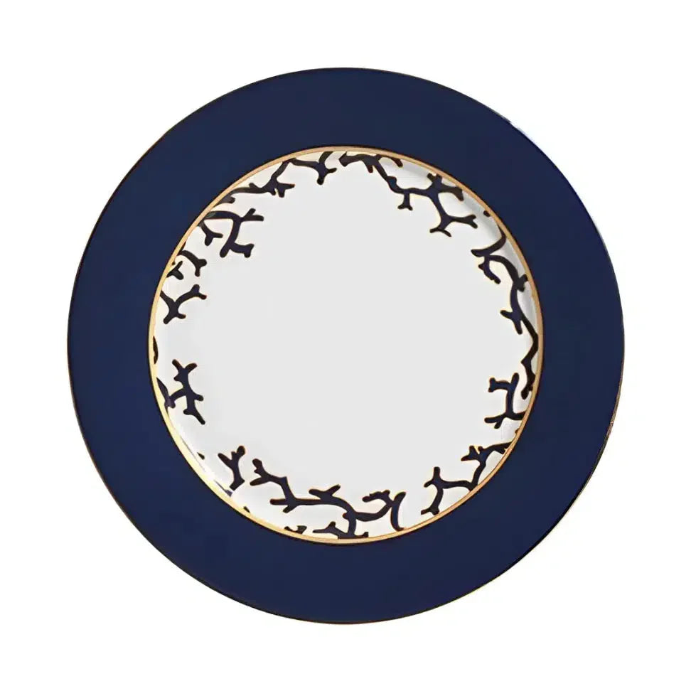 Jogo 6 Pratos Rasos Cerâmica Coral Blue (Azul e Branco com Azul) 27cm Scalla
