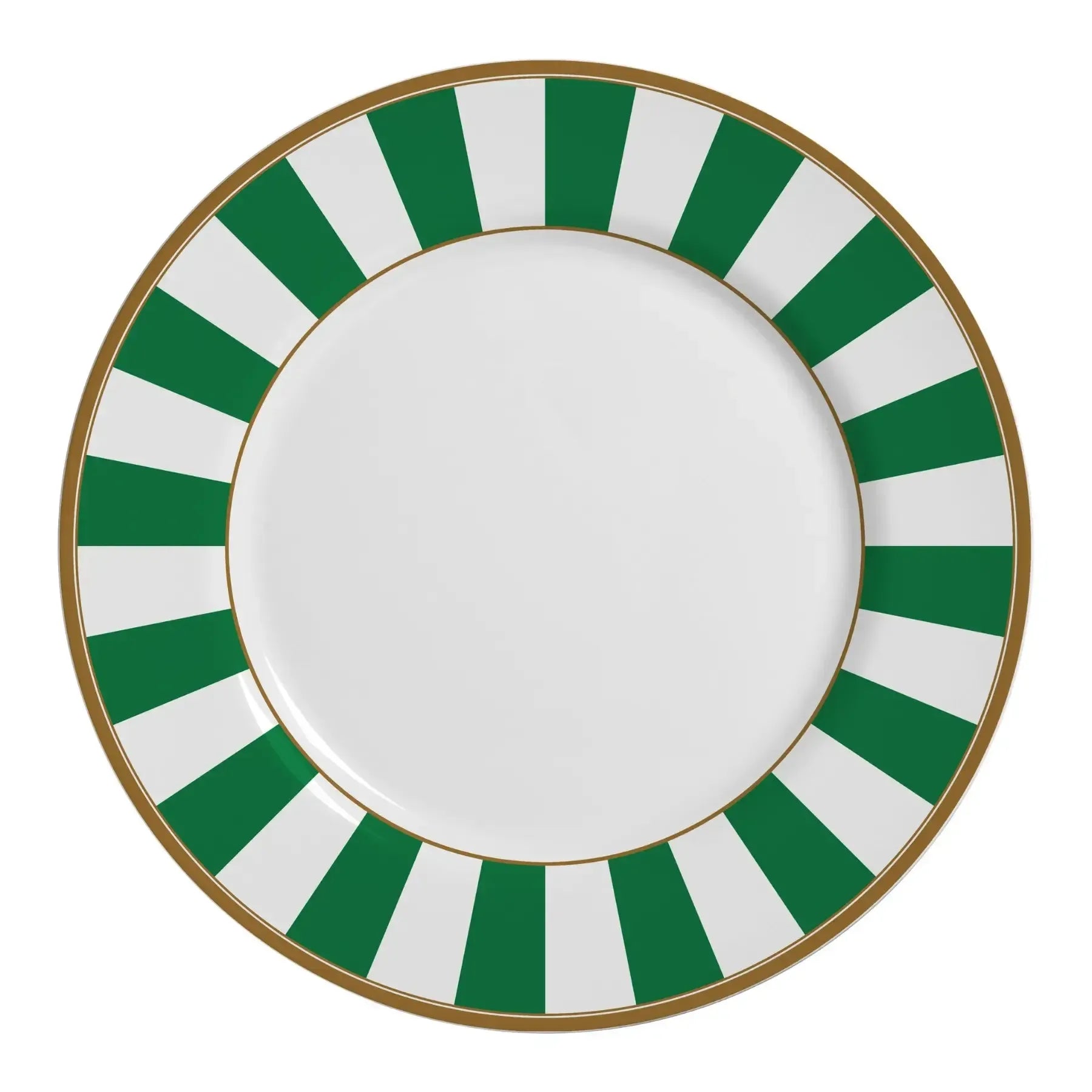 Jogo 6 Pratos Rasos Cerâmica Stripe Verde 29cm Alleanza