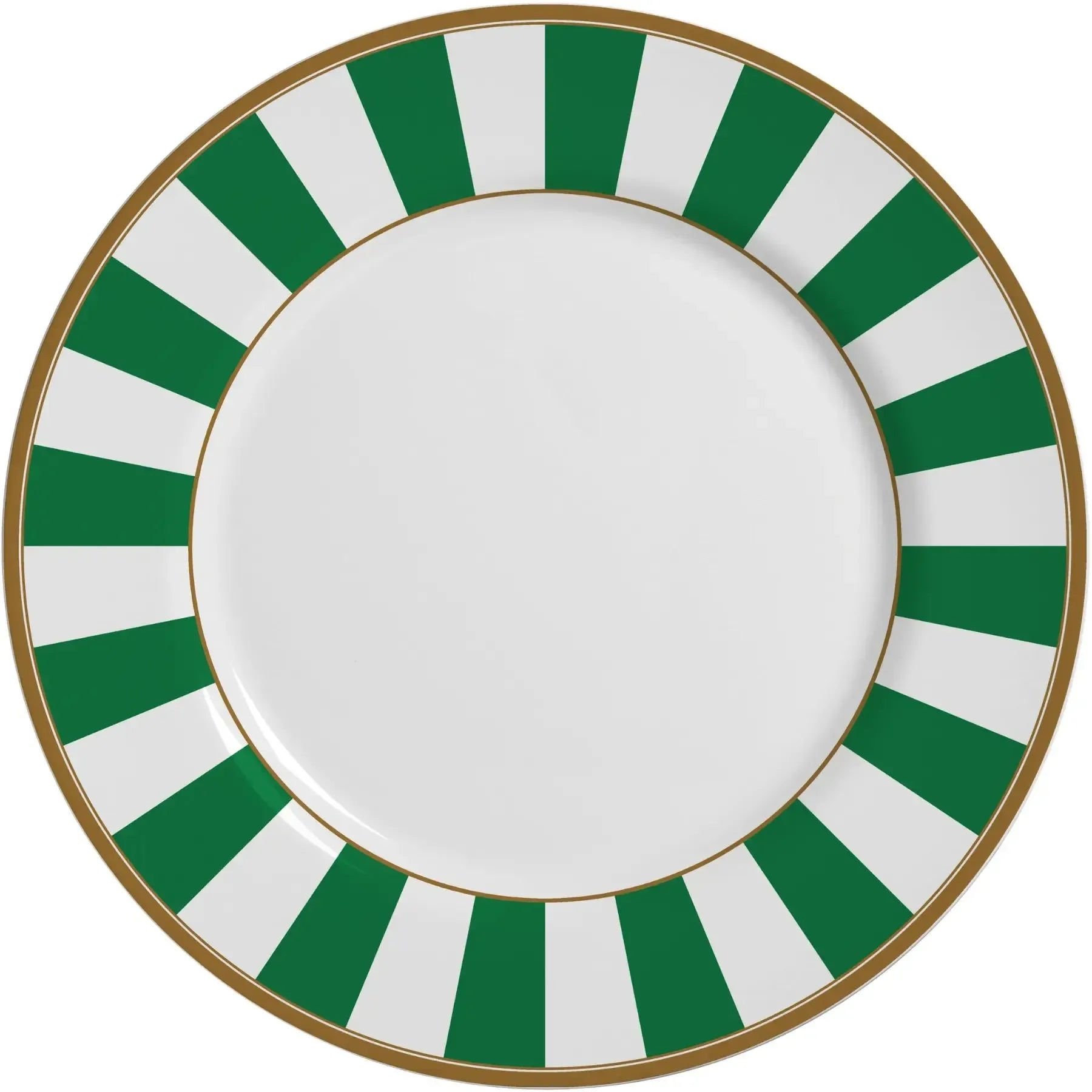 Jogo 6 Pratos Rasos Cerâmica Stripe Verde 29cm Alleanza