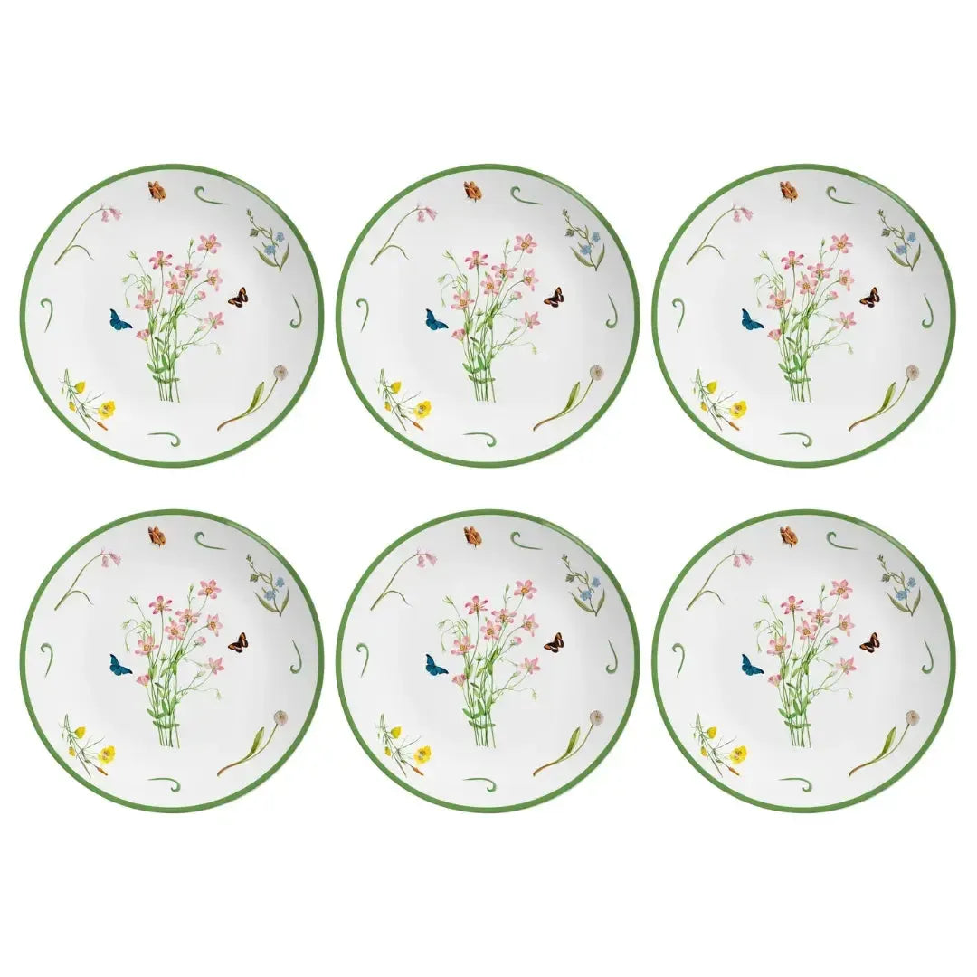 Jogo 6 Pratos Rasos Coup Cerâmica Jardim Campestre 29cm Alleanza