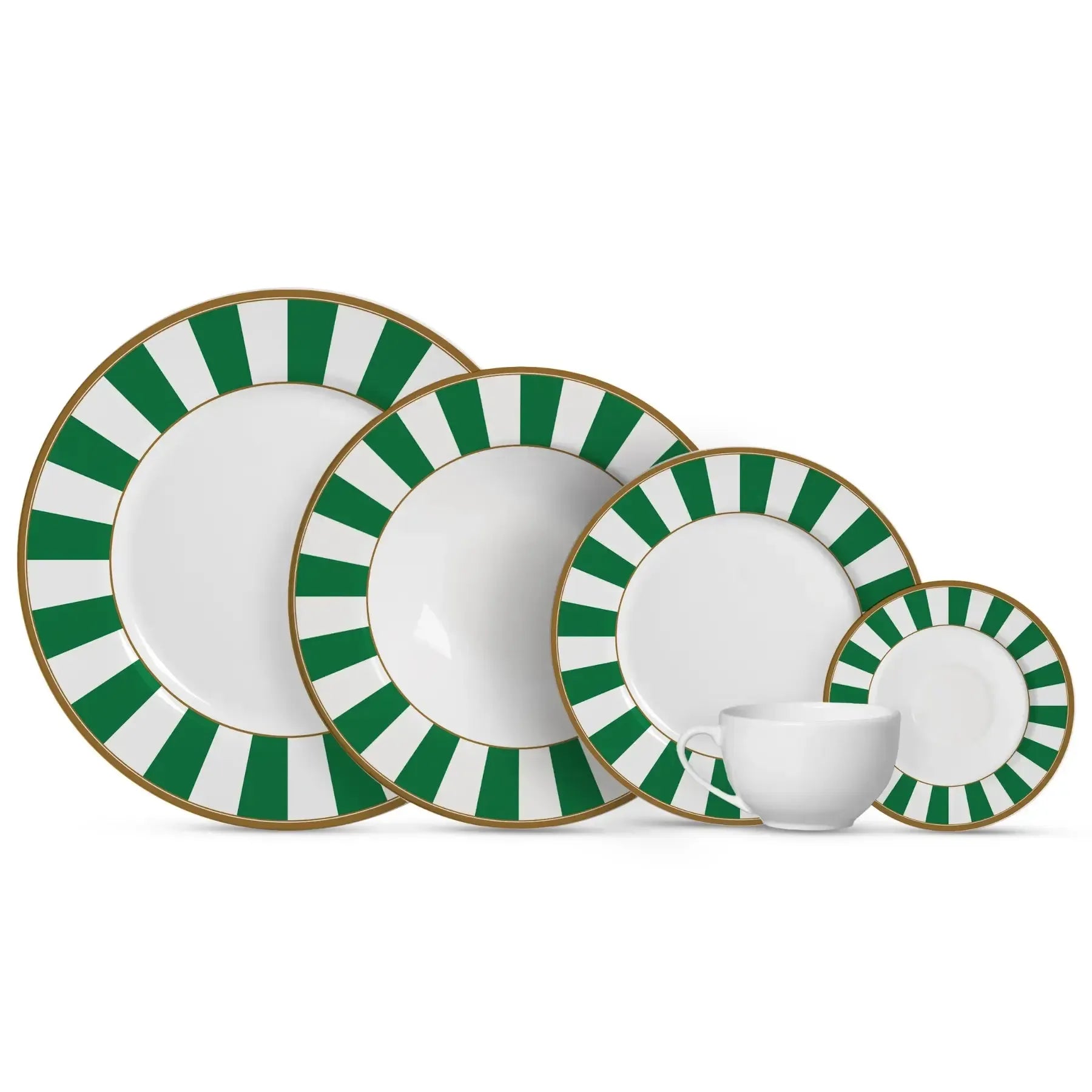 Jogo 6 Pratos Sobremesa Cerâmica Stripe Verde 21cm Alleanza