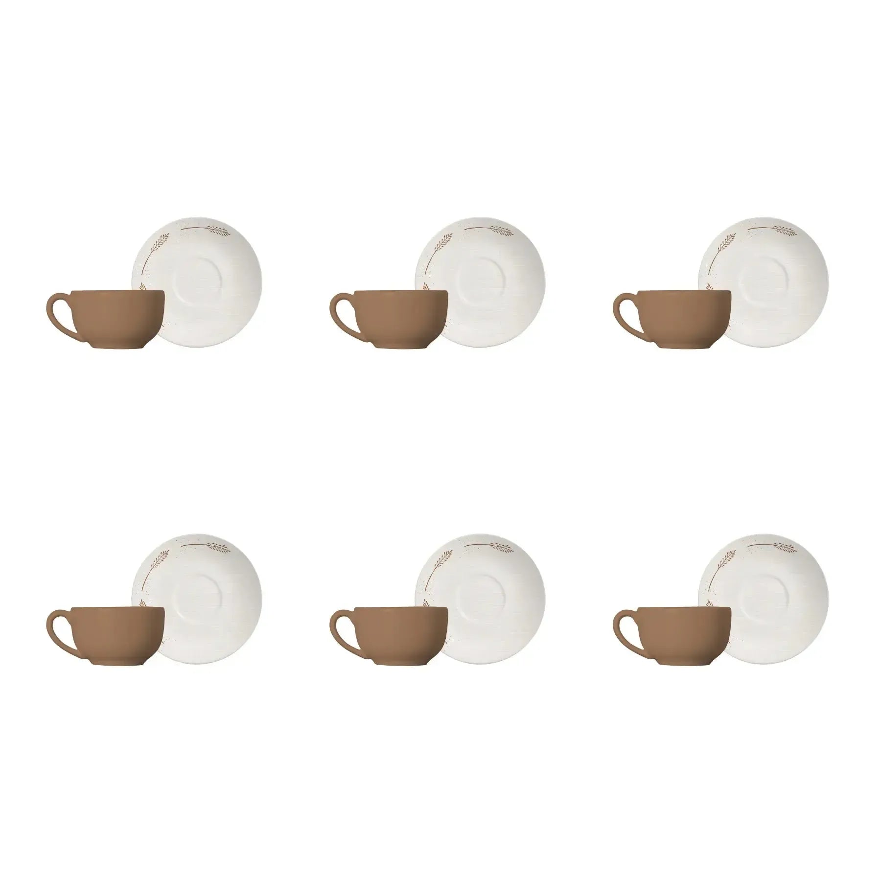 Jogo 6 Xícaras Chá Cerâmica Macchiato Pires Coup Rendeira By Aurora 250ml Alleanza