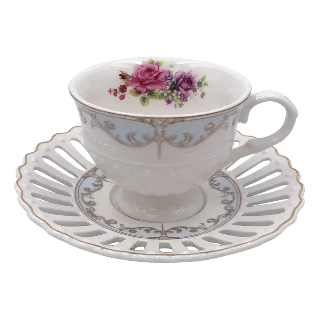 Jogo 6 Xícaras de Café com Pires New Bone China Mon Cheri 80ml L'Hermitage