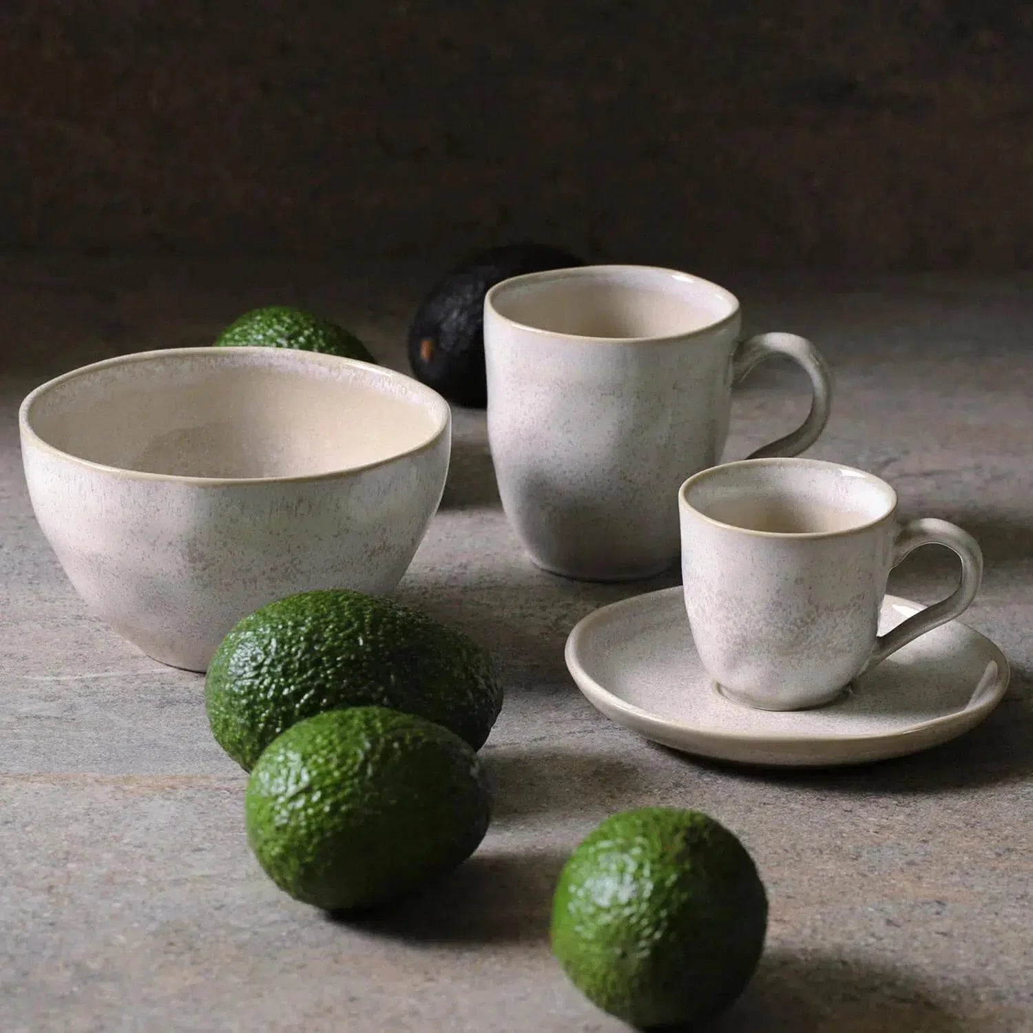 Jogo 6 Xícaras de Café com Pires Stoneware Bio Latte 120ml Porto Brasil