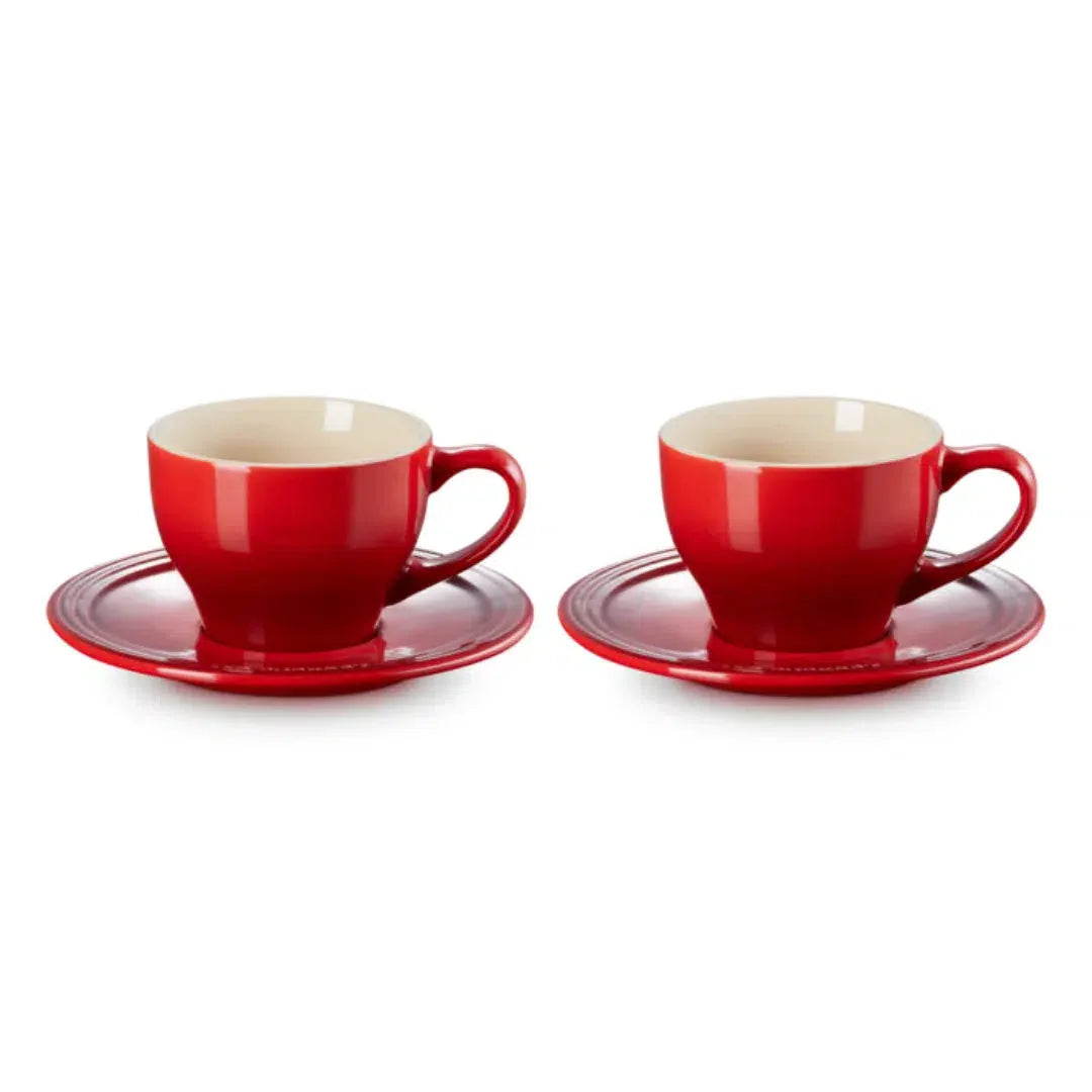 Kit com 2 Canecas 200ml para Café Expresso com Pires Vermelho Le Creuset