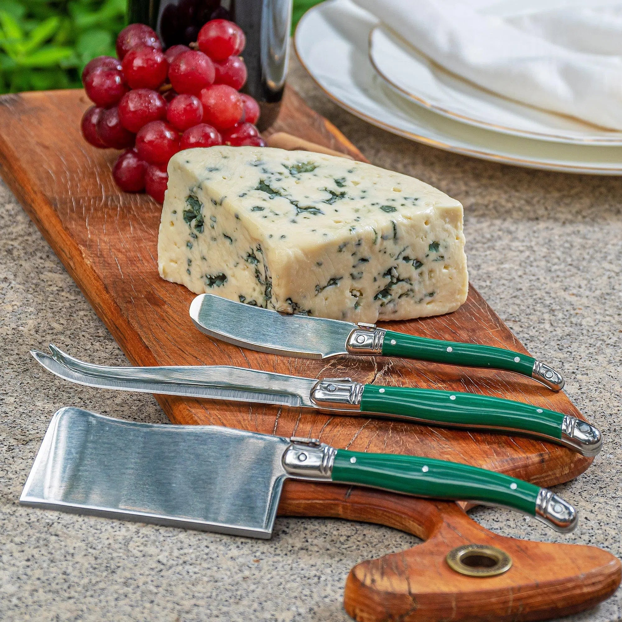 PRÉ-VENDA: Kit com 3 Facas para Queijo Luxo Verde Laguiole La Maison