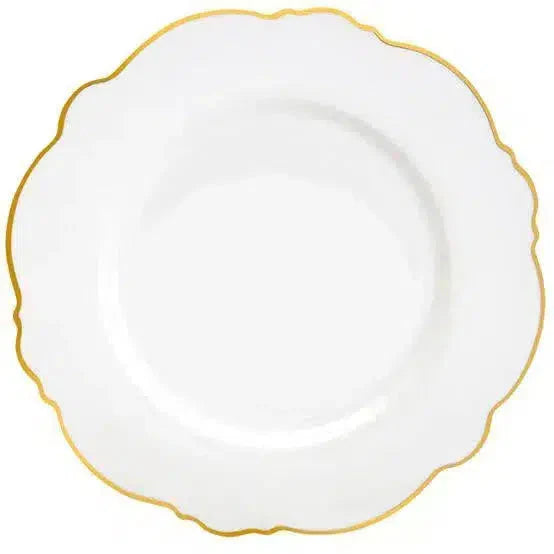 Kit com 6 Pratos Rasos Porcelana Wolff Maldivas Fio Dourado 28cm