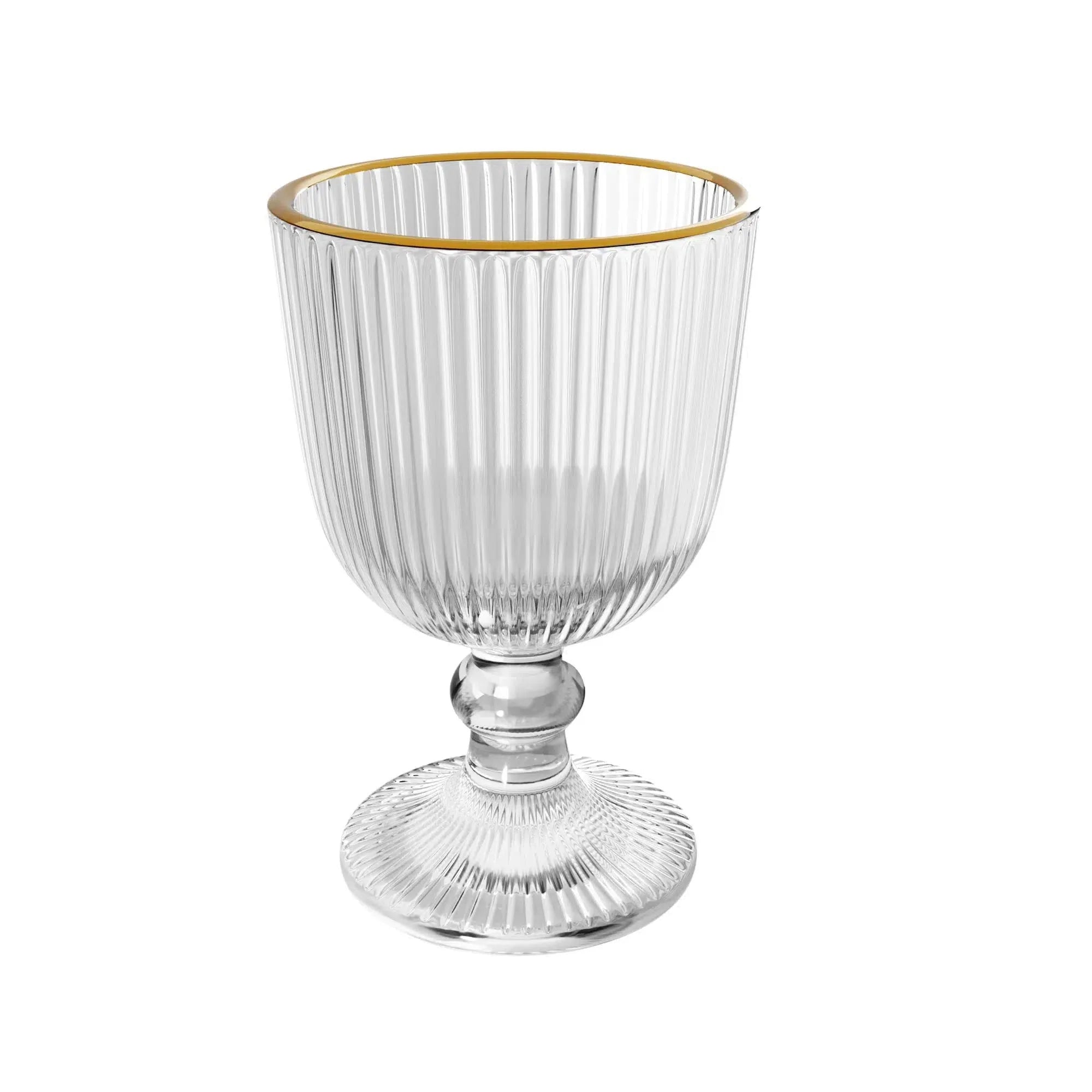 Jogo 2 Taças para Vinho Vidro Cristalino Borda Dourada Lines 380ml