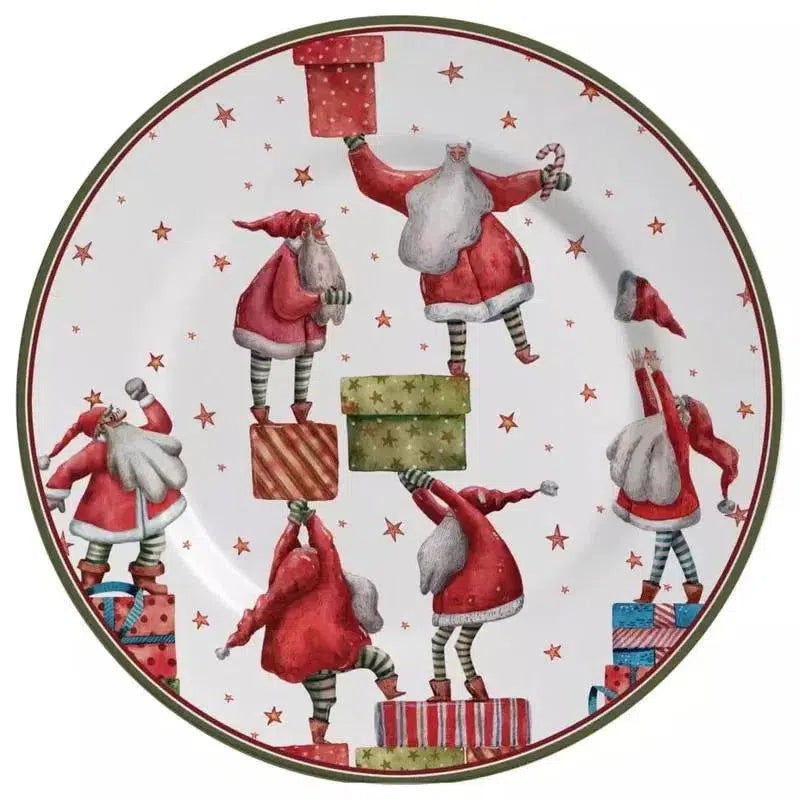 OUTLET: Kit com 6 Pratos Rasos Cerâmica Father Christmas 28cm Alleanza