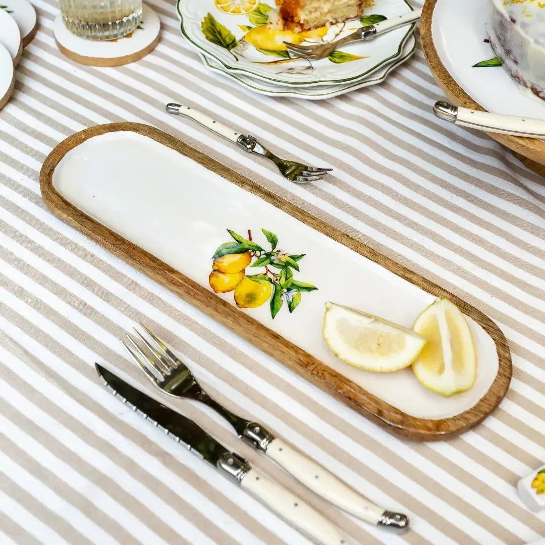 Bandeja Pequena Oval Madeira Toscana Bahali 40cm