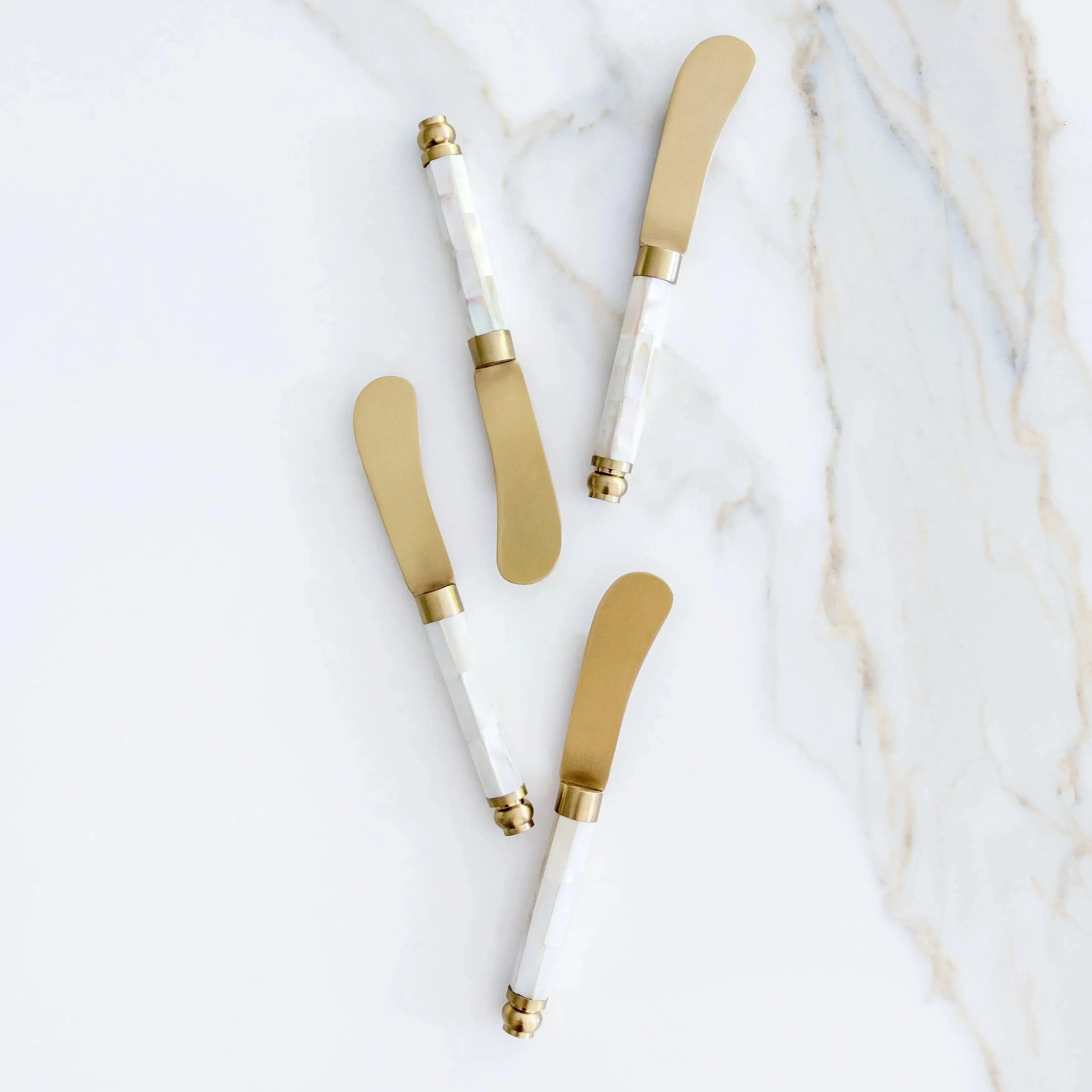 Conjunto 4 Espátulas Patê Madrepérola Branco