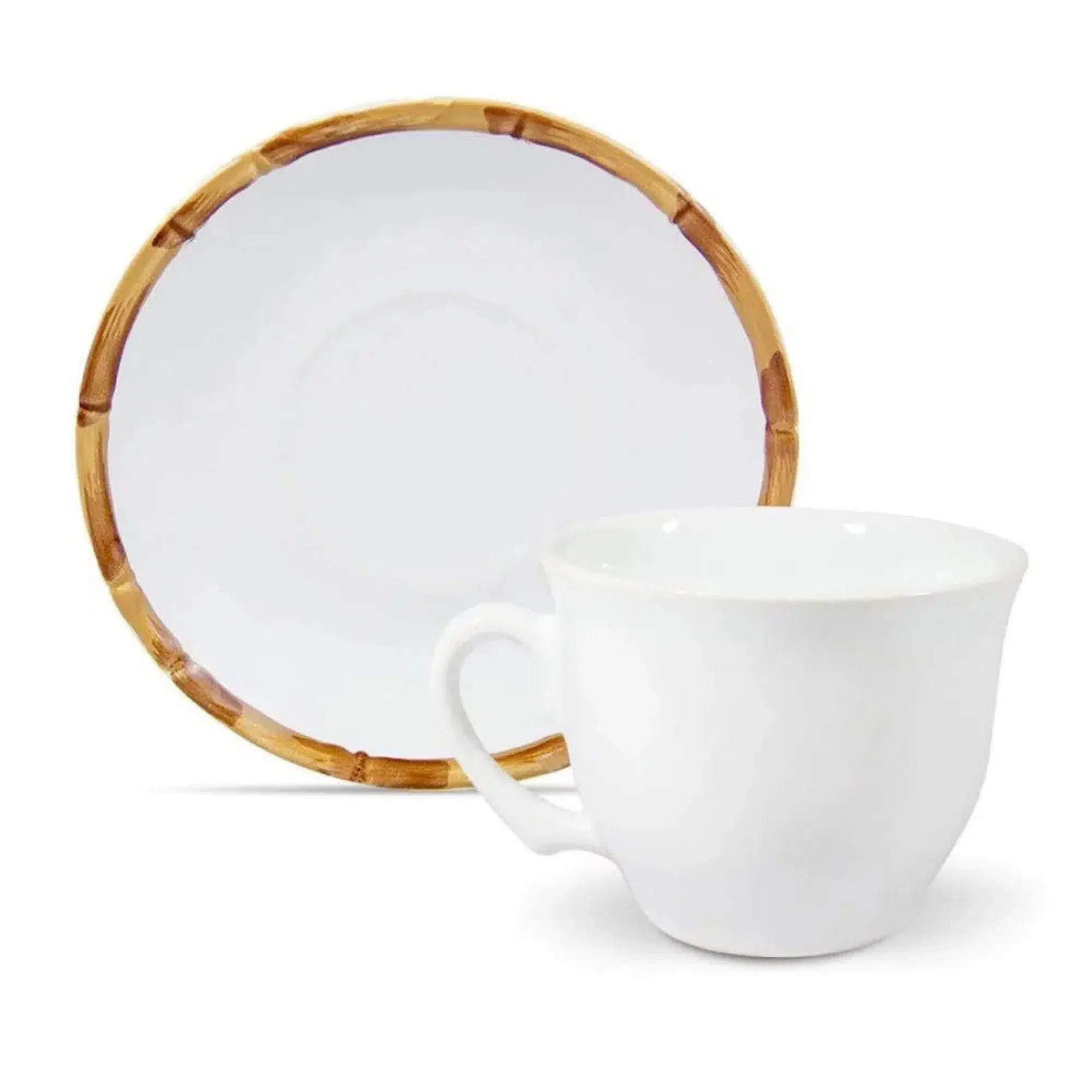 Jogo 6 Xícaras de Café com Pires Cerâmica Bambu 100ml Scalla
