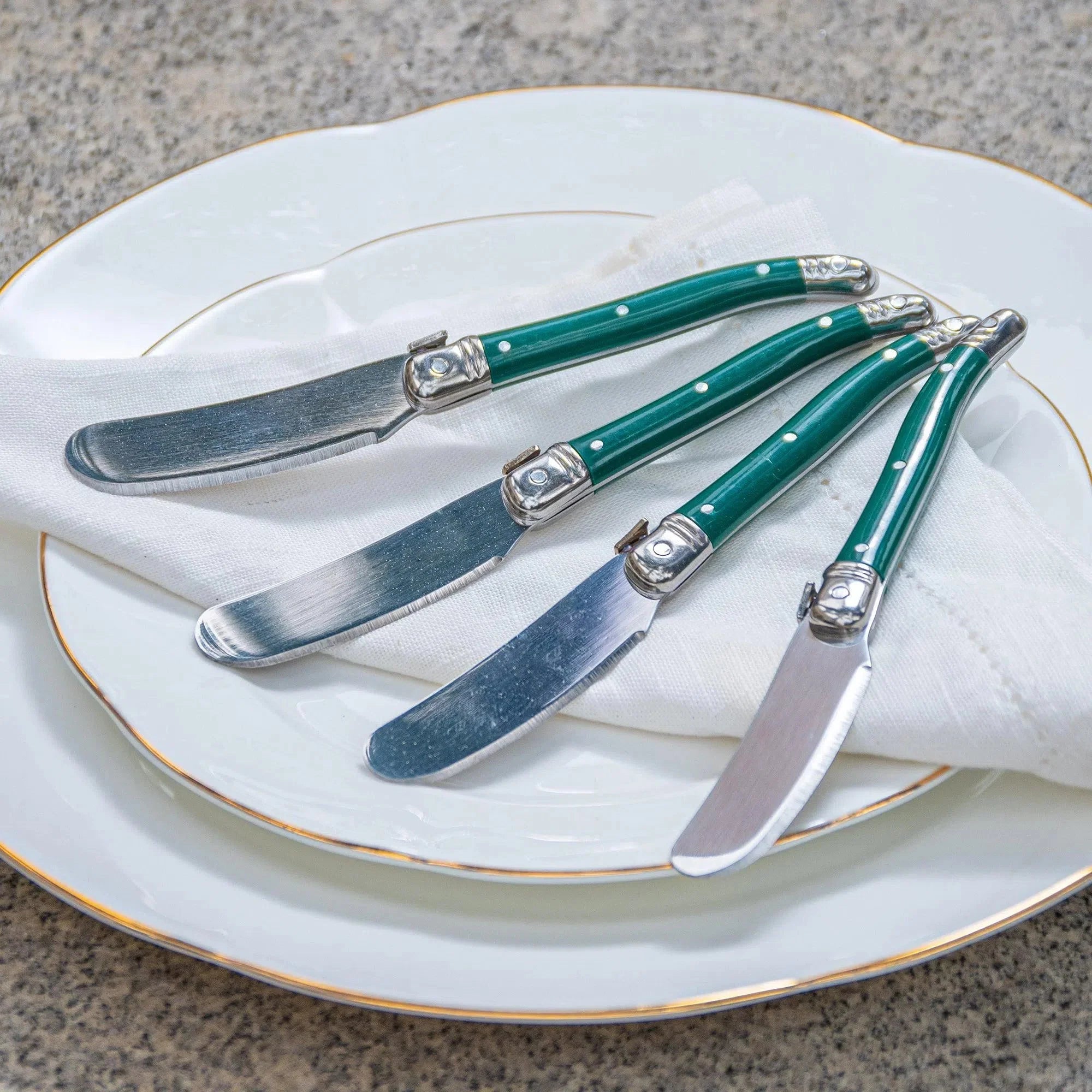 Kit com 4 Espátulas para Patê Luxo Verde Laguiole La Maison