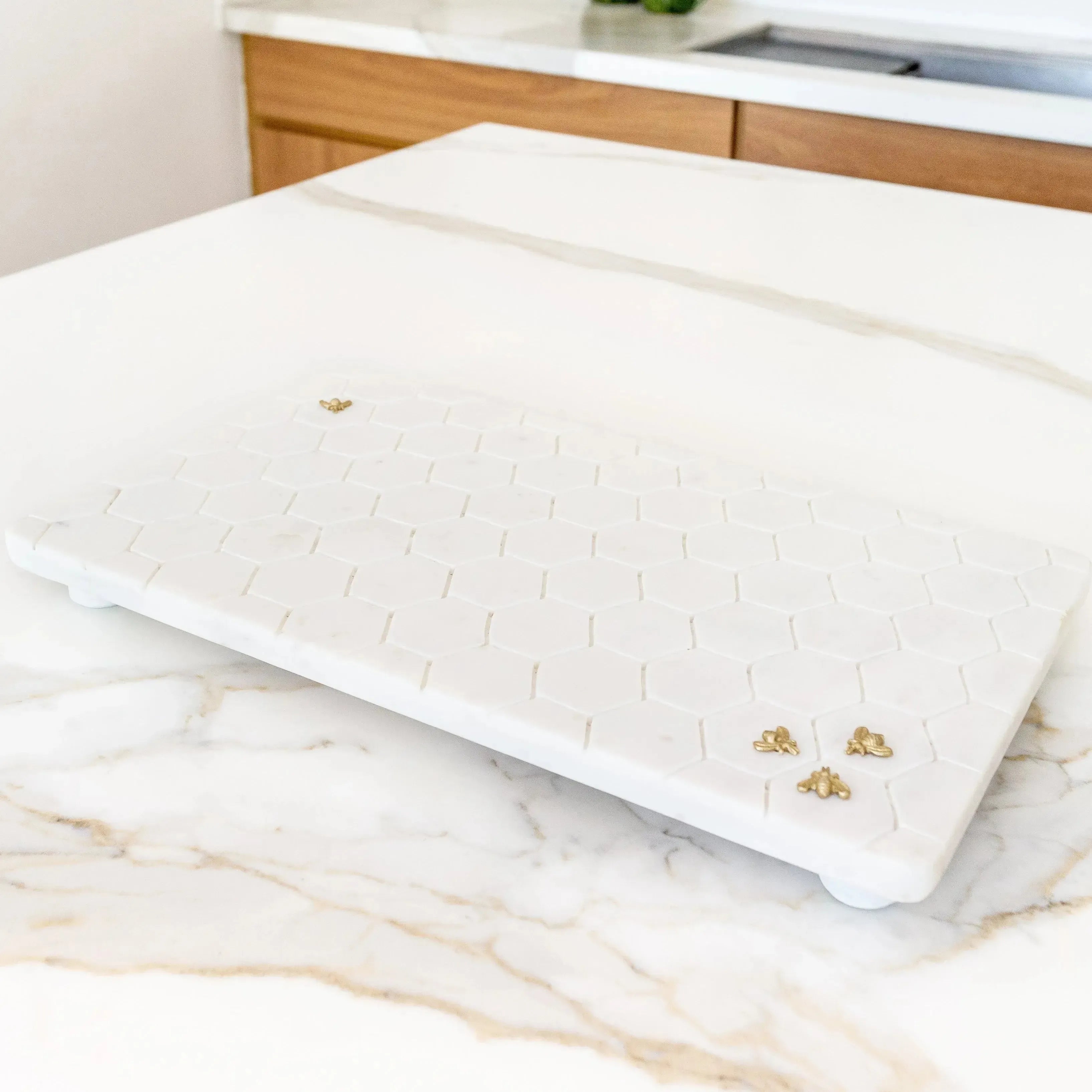 Tábua Para Frios Retangular Mármore Laguiole Bee