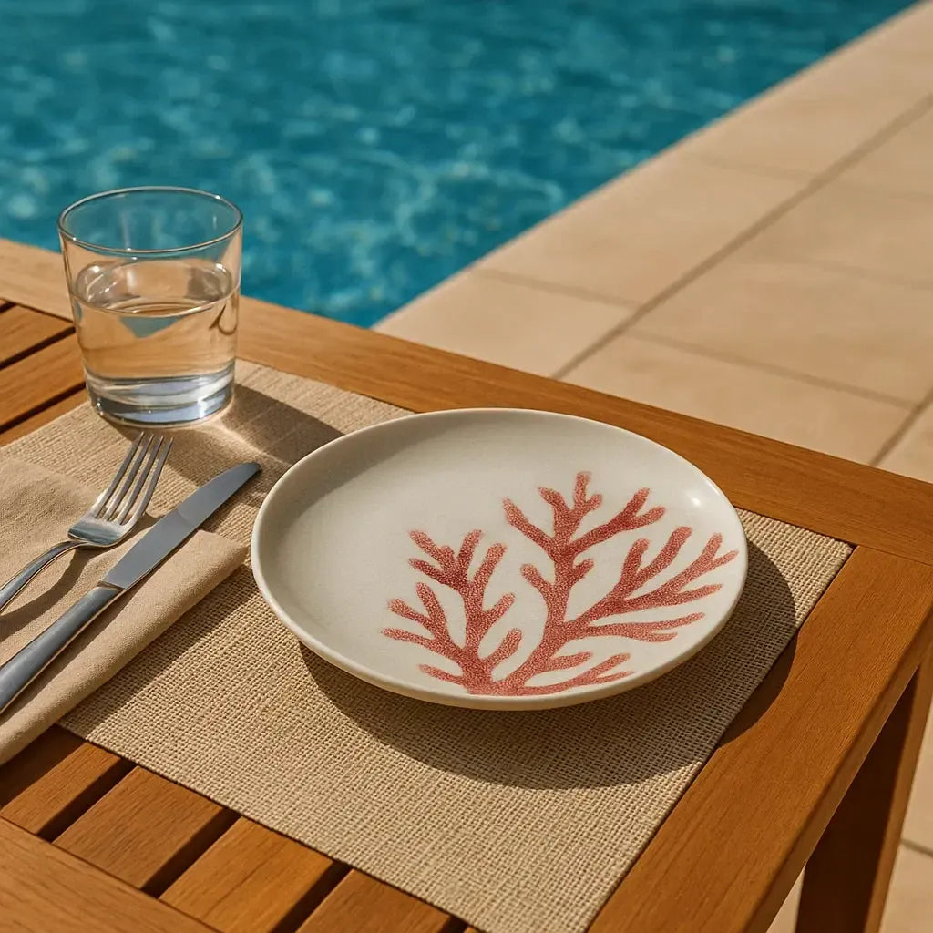 Prato de Sobremesa Melamina Desenho Coral 22,5cm