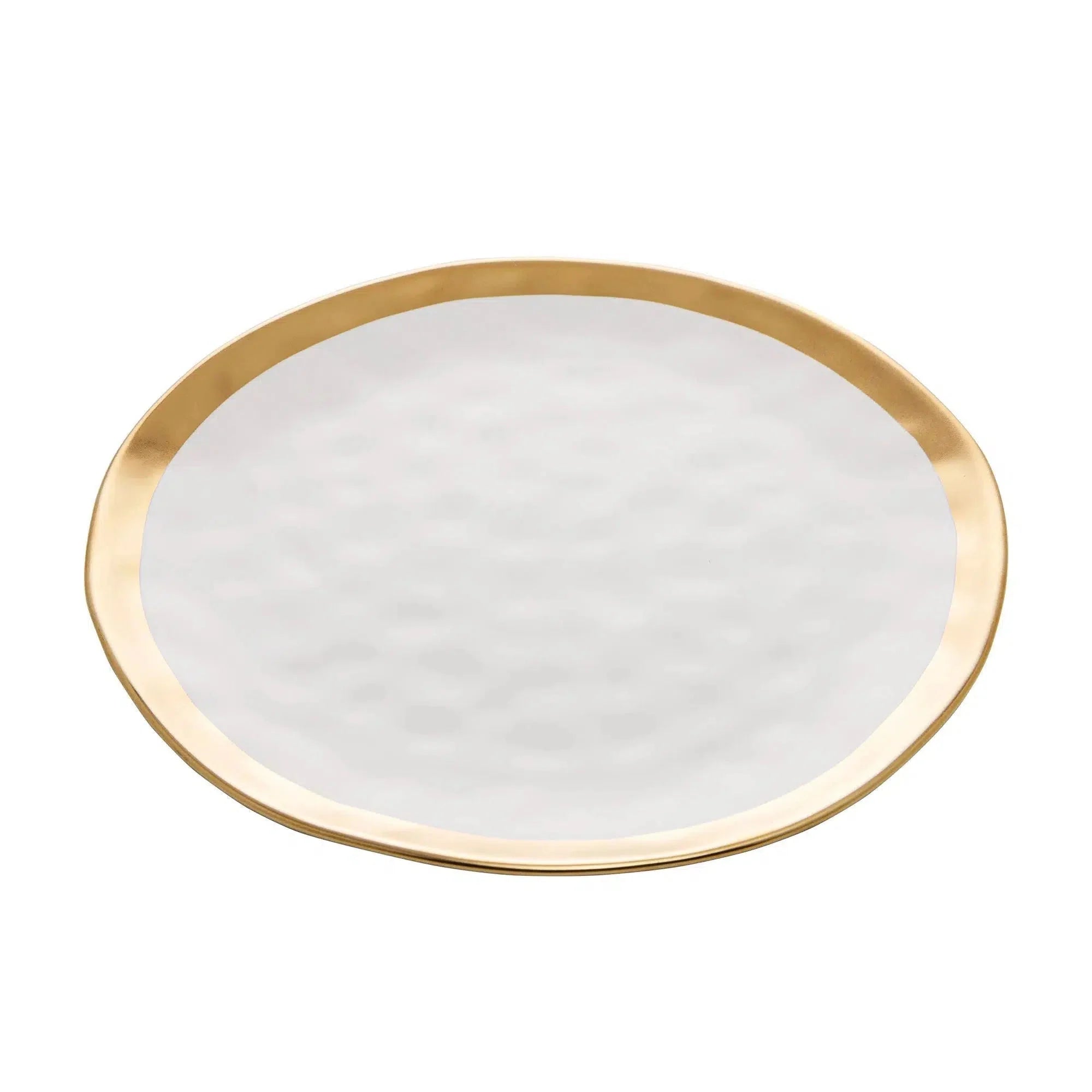 Prato de Sobremesa Porcelana Dubai Branco/Dourado 21cm