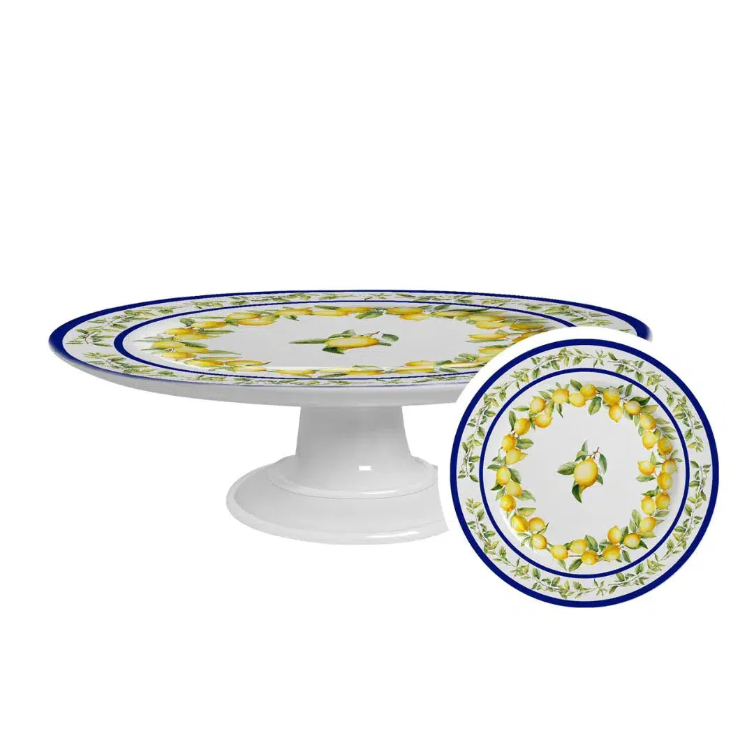 Prato para Bolo com Pé Cerâmica Limone 29cm Alleanza