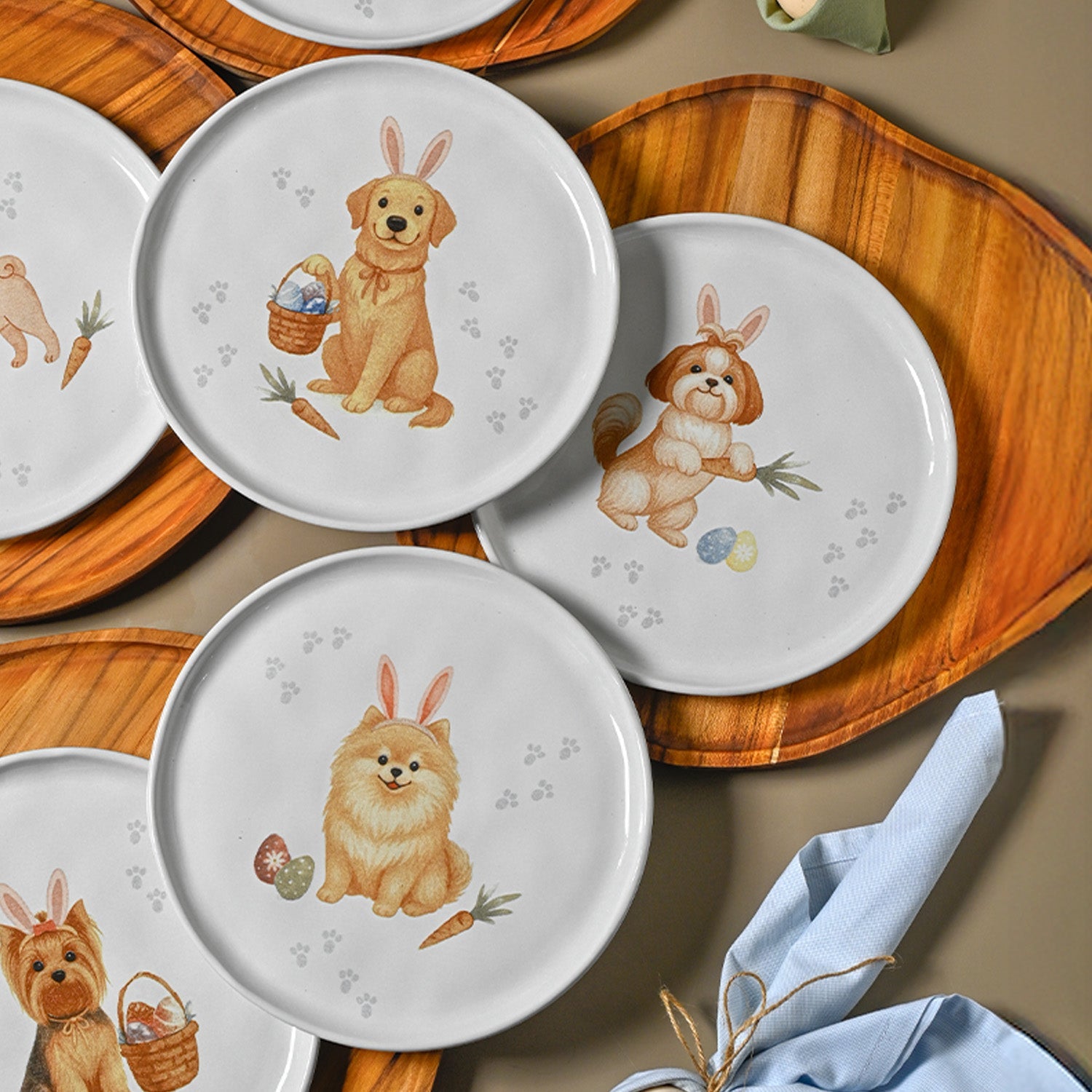 PRÉ-VENDA: Jogo 6 Pratos Sobremesa Stoneware Doguinhos Bio 21,5cm Porto Brasil