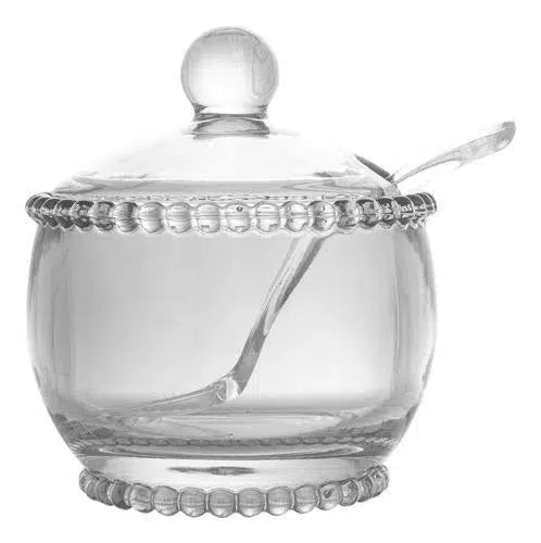 Açucareiro com Colher Cristal Pérola 10cm Wolff