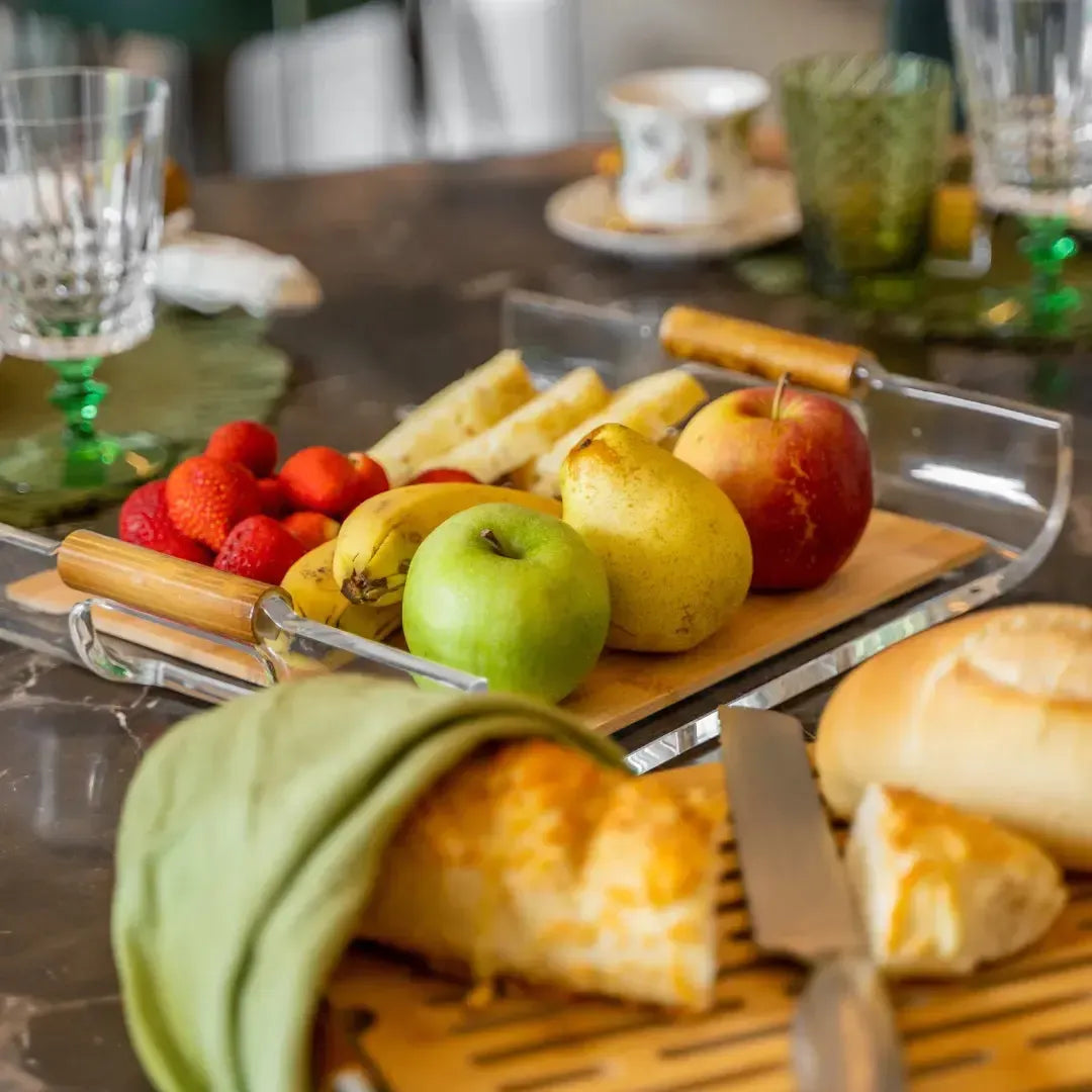 Bandeja de Serviço Grande Acrílico / Bambu Onom
