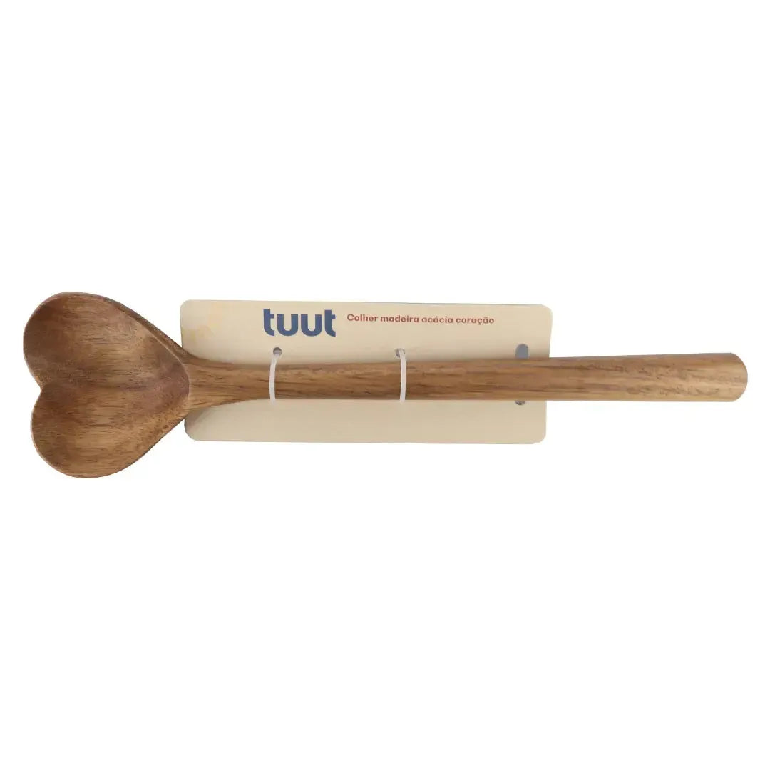 Colher Multiuso Madeira Acácia Coração 34cm Tuut