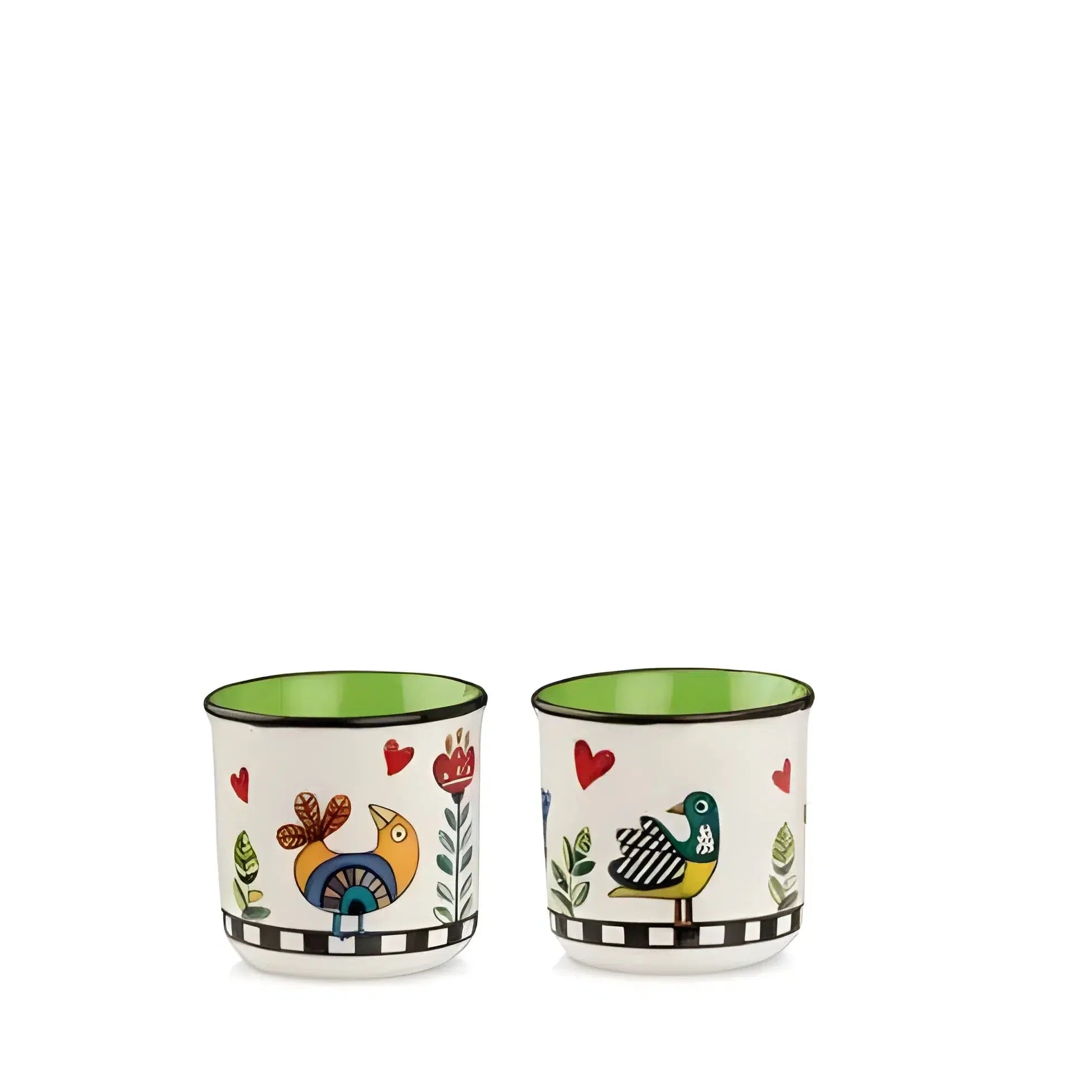Conjunto 2 Copos Espresso Porcelana New Bone China 90ml Verde Cocoricó Egan