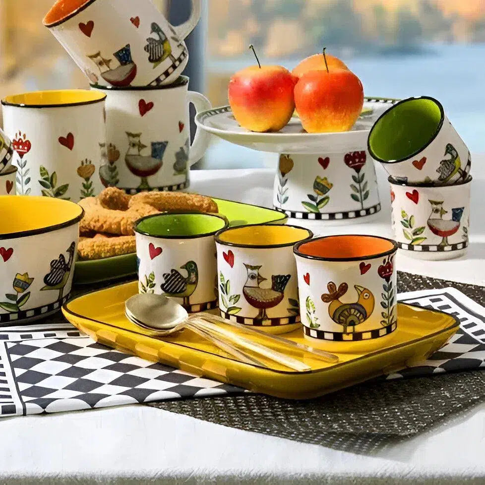 Conjunto 2 Copos Espresso Porcelana New Bone China 90ml Verde Cocoricó Egan