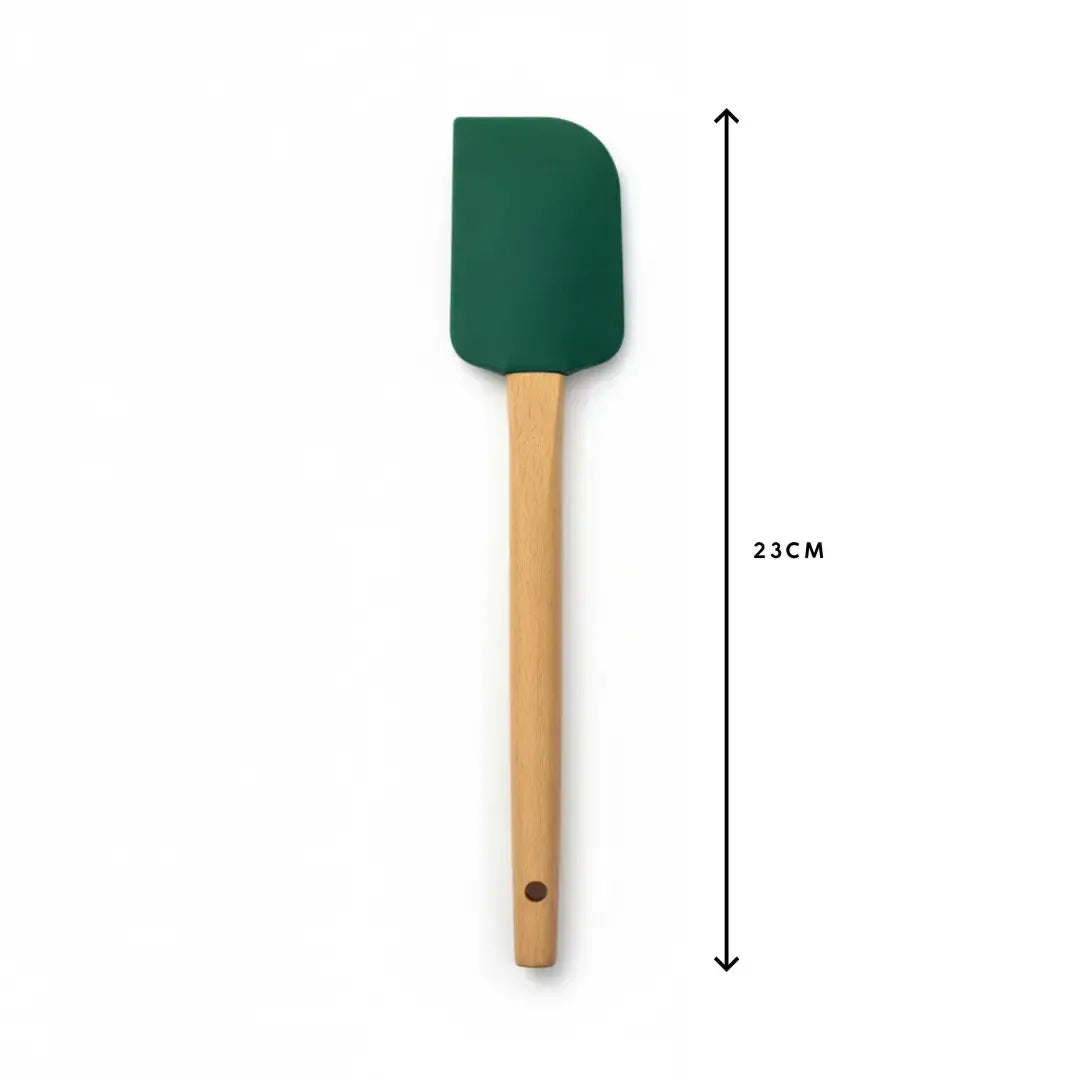 Conjunto 2 Espátulas Cozinha Natal Silicone / Madeira Xadrez Verde