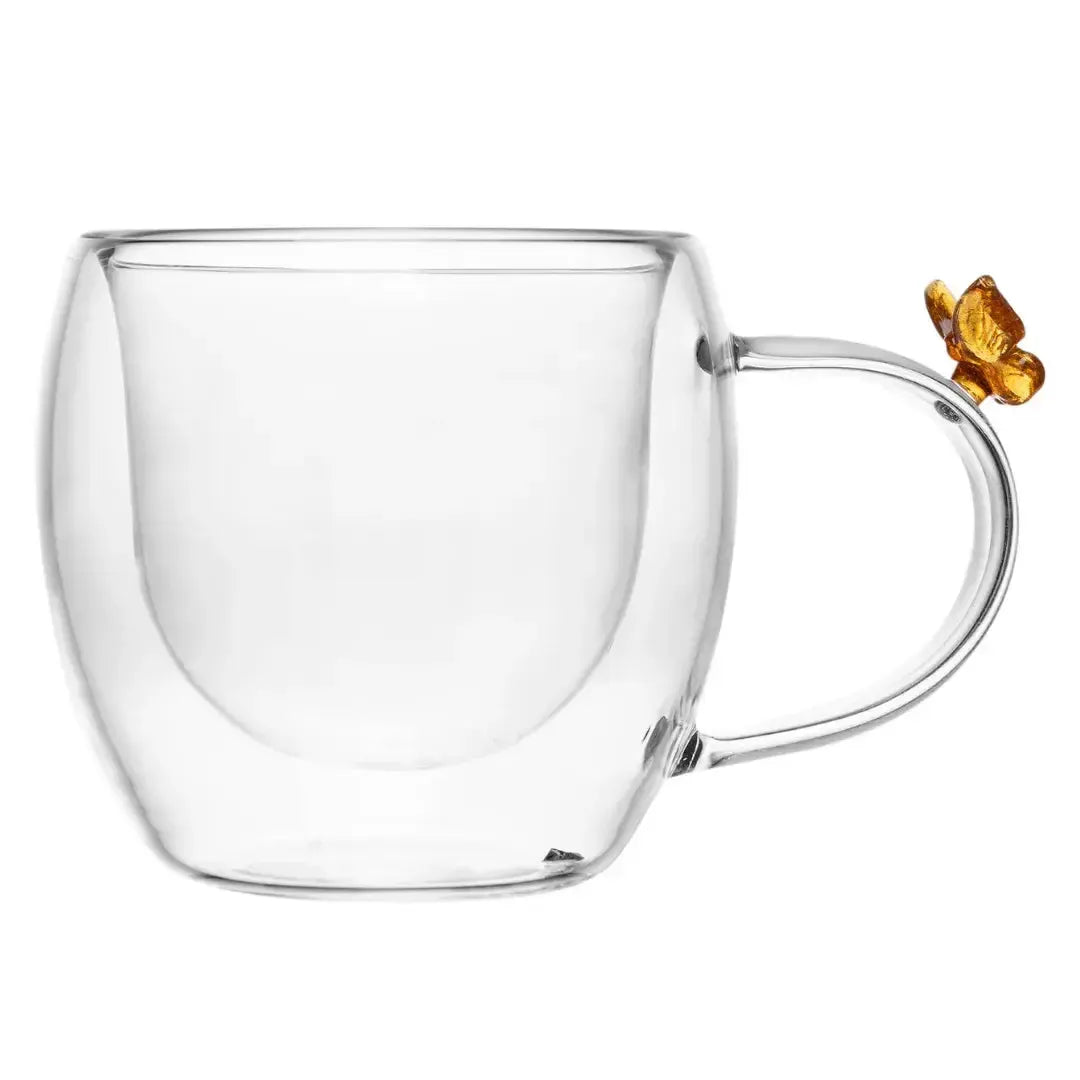 Conjunto 2 Xícaras de Café Vidro Borossilicato Parede Dupla com Alça 80ml Sun Garden Wolff