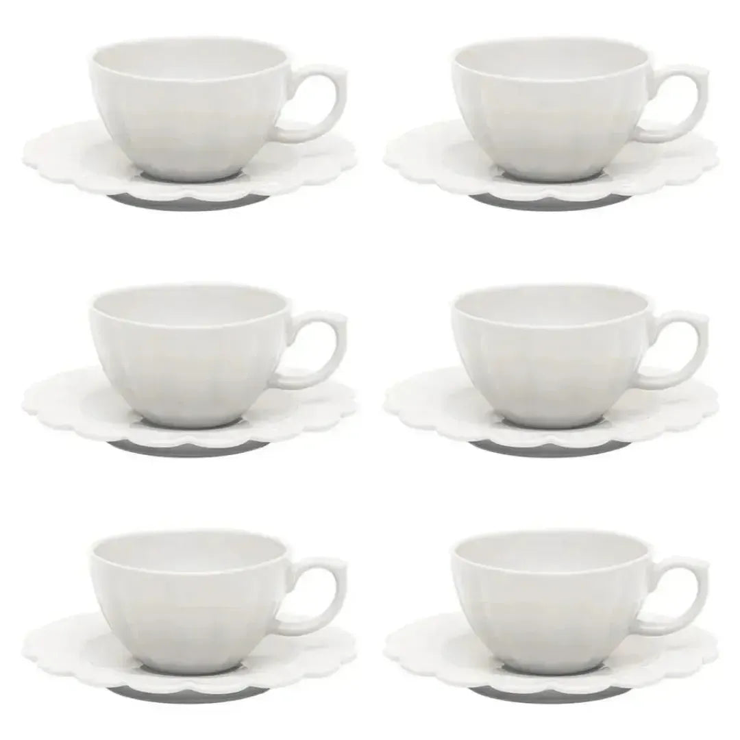 Conjunto com 6 Xícaras de Chá Porcelana Flora Camélia 220ml Oxford