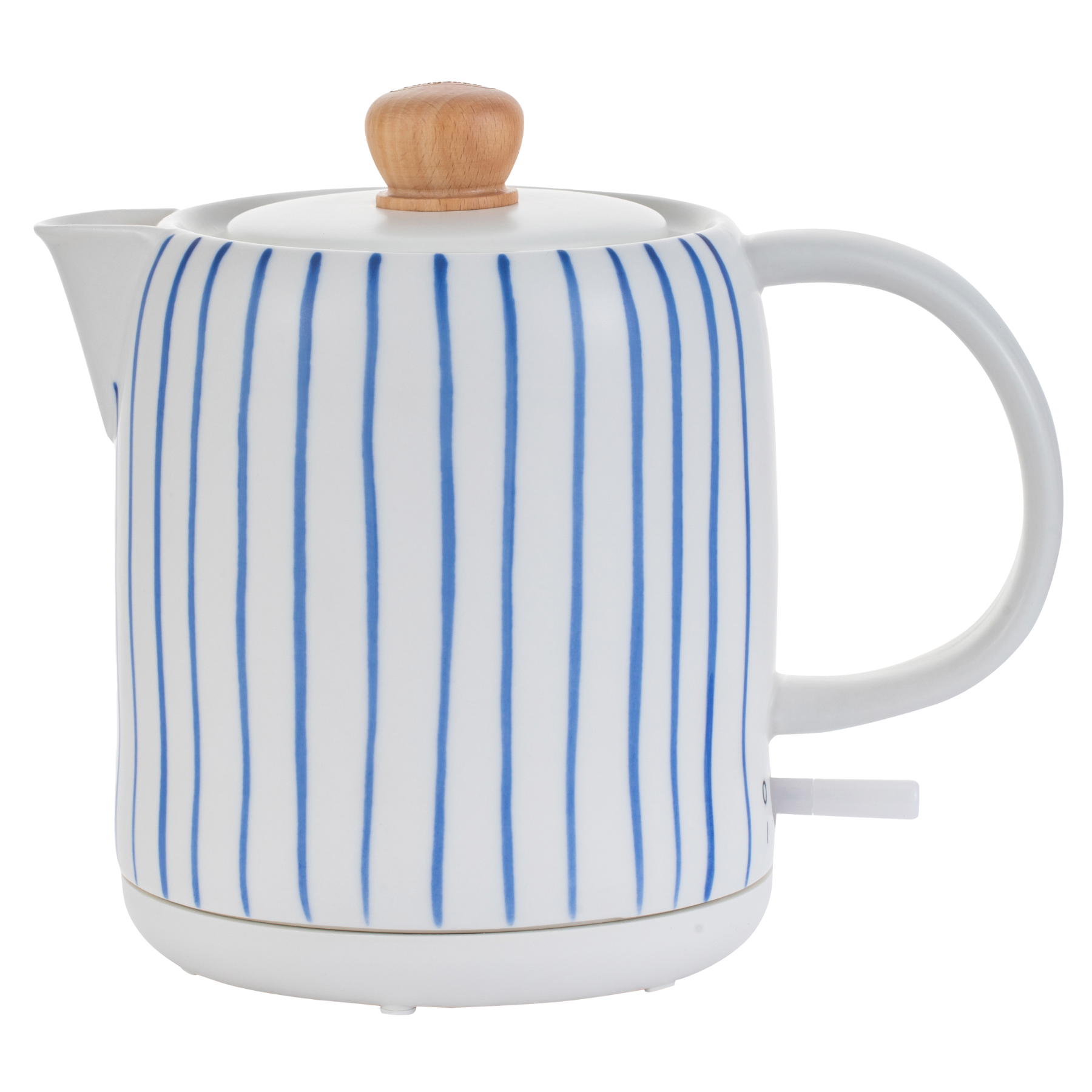 Chaleira Elétrica Porcelana Elegance Listrada Branca / Azul 1L 127V Tuut