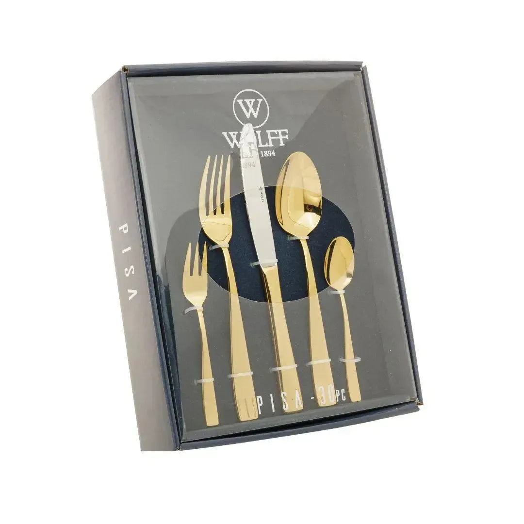Faqueiro 30 Peças Aço Inox Pisa Dourado Wolff