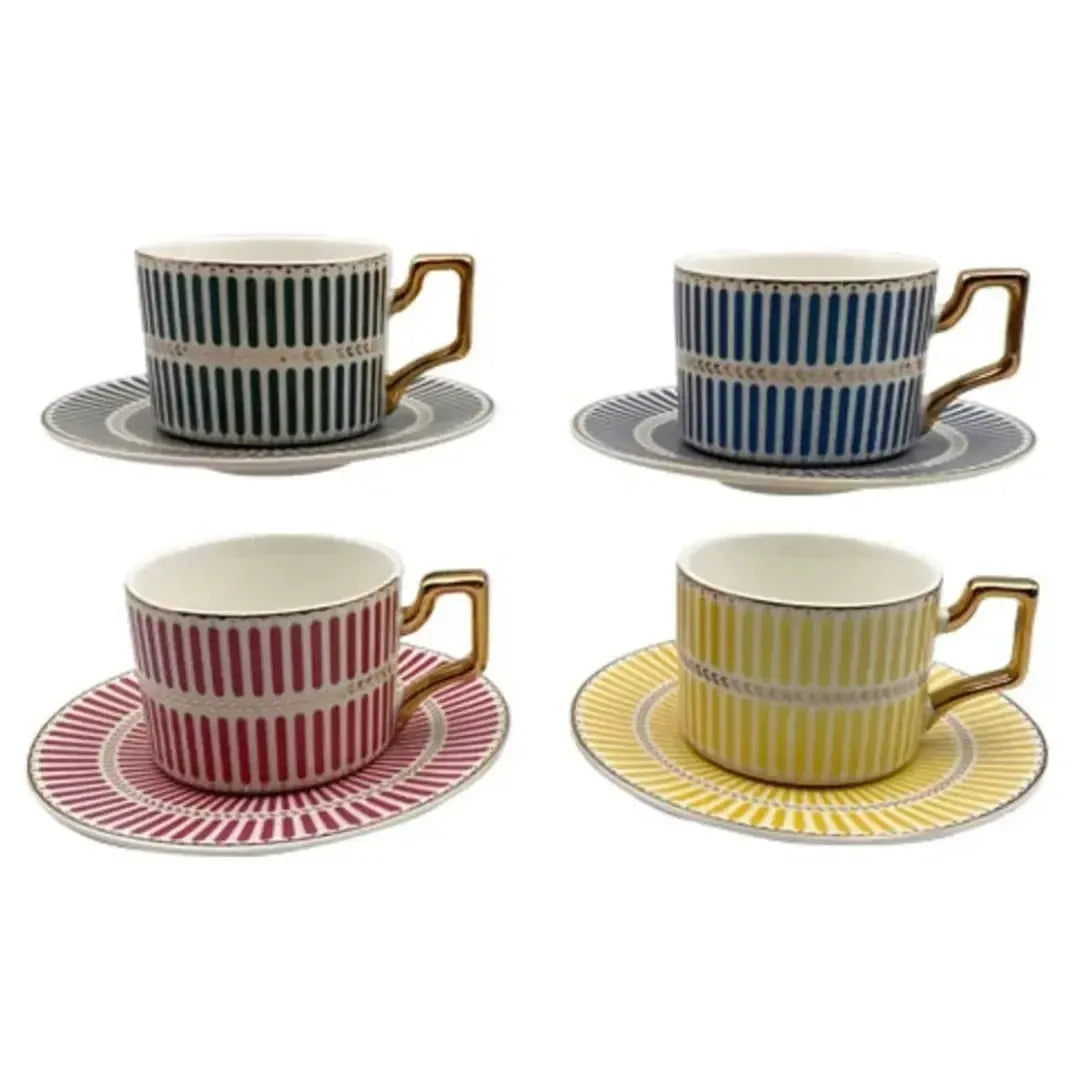 Jogo 4 Xícaras de Chá com Pires New Bone China Olimpo 200ml L'Hermitage