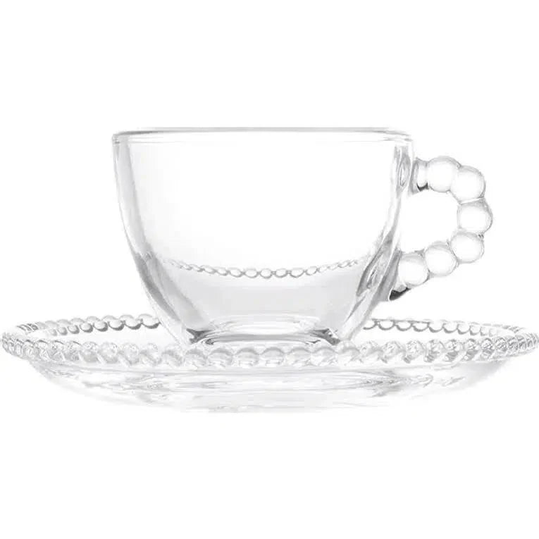 Jogo 4 Xícaras para Café com Pires Cristal Pérola 80ml Wolff