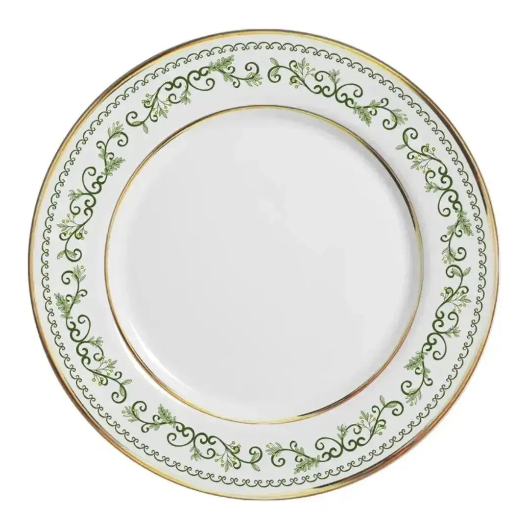 Jogo 6 Pratos Raso Cerâmica Classic Christmas Filete Dourado 29cm Alleanza