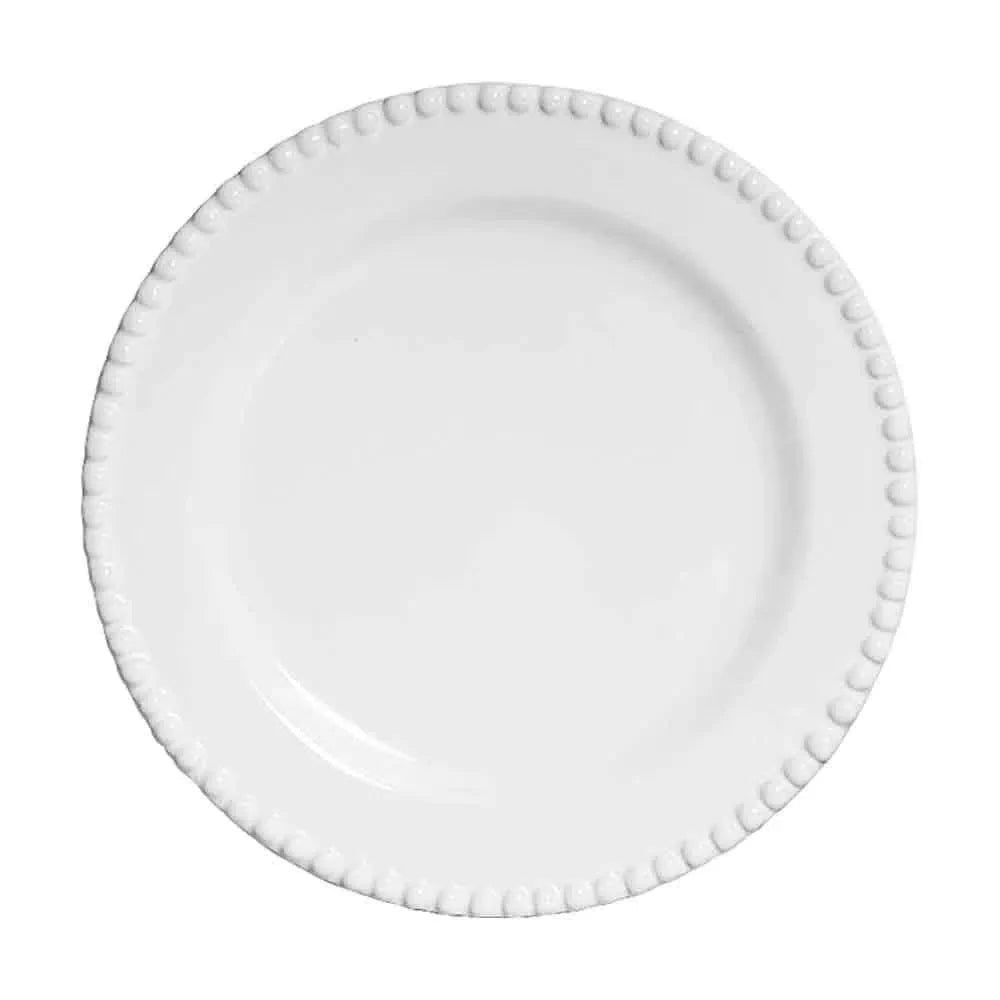 Jogo 6 Pratos Rasos Cerâmica Bolinha Branco 26cm Scalla
