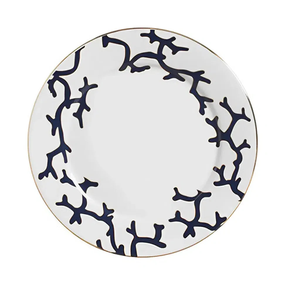Jogo 6 Pratos Rasos Cerâmica Coral Blue (Azul e Branco com Azul) 27cm Scalla