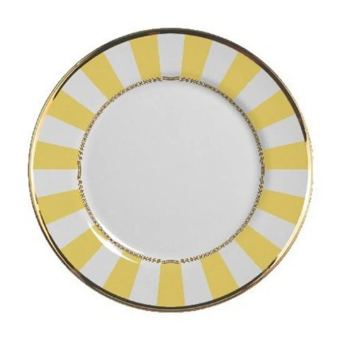 Jogo 6 Pratos de Sobremesa Cerâmica Yellow Strip 19cm Alleanza
