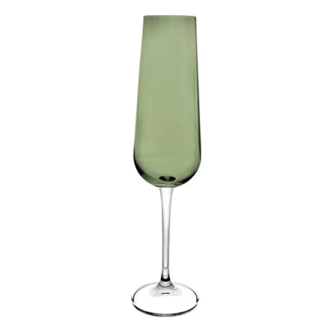 Jogo 6 Taças para Champanhe em Cristal Bohemia Ardea Verde Selva 220ml