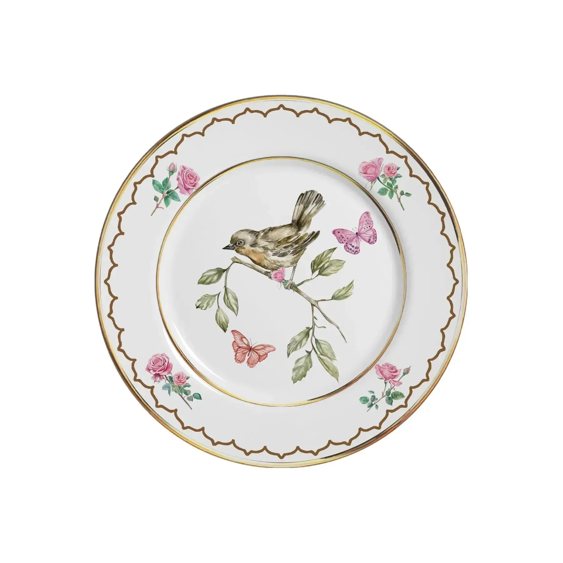 Jogo 6 Xícaras Café Cerâmica Sweet Bird Filete Ouro 85ml Alleanza