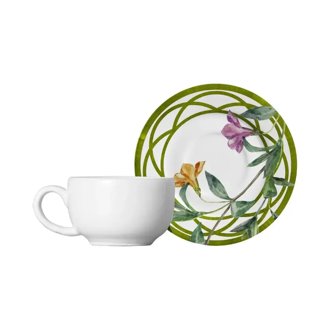 Jogo 6 Xícaras de Café com Pires Cerâmica Campos 85ml Alleanza